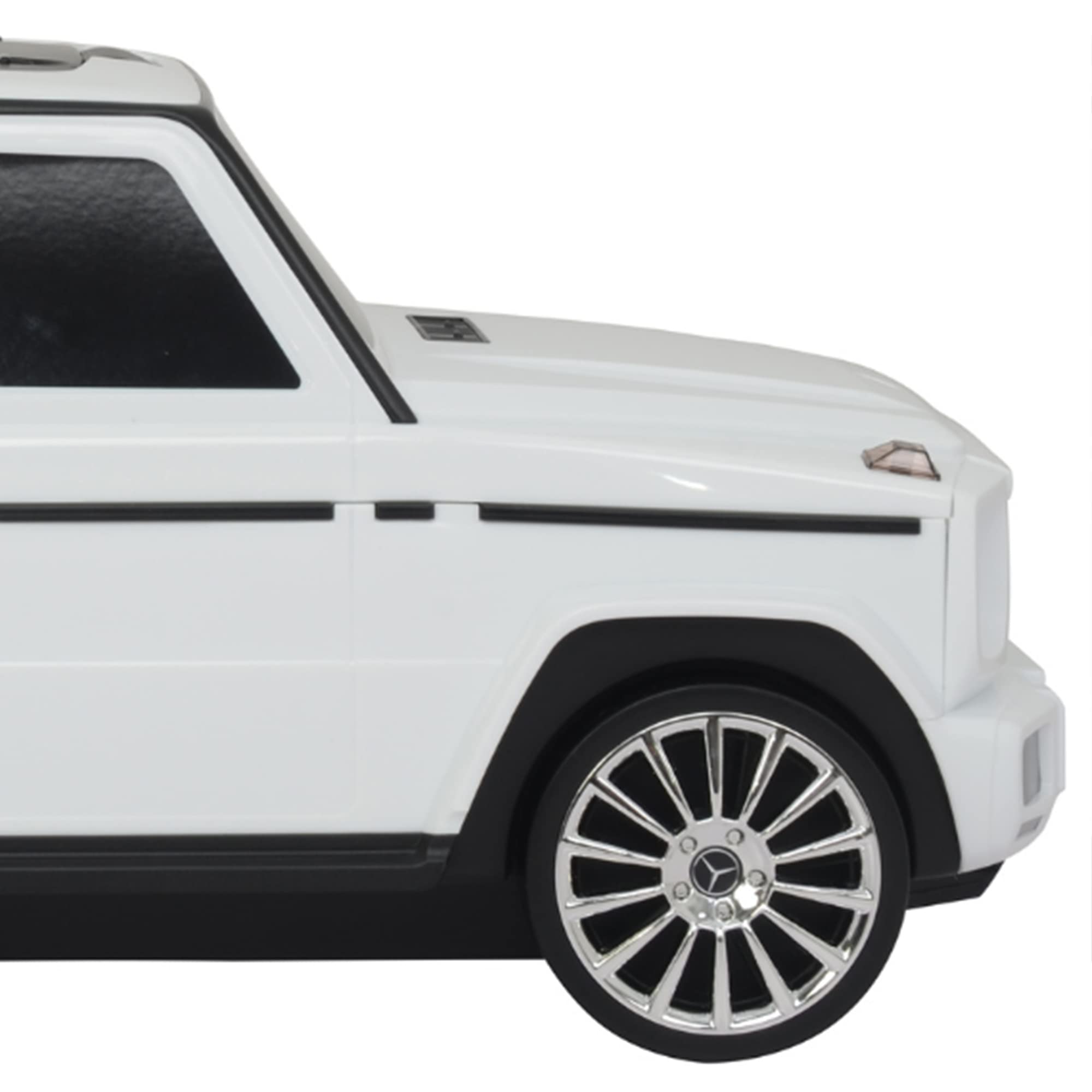 Mercedes G-Class Kids Ride-On Suitcase - Large All-in-One Stroller Luggage for Boys & Girls Ages 2-6 | White SUV Toy Car with Wheels | Perfect for Air Travel, Shopping & Family Outings