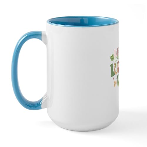 White/Blue Inside - St Patricks Day Lucked Up 15 Oz Ceramic Large Mug
