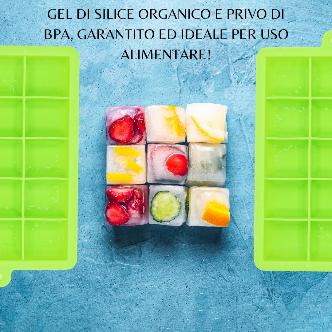 Set of 2 BPA-Free Silicone Ice Molds with Lids - Durable & Leak-Proof Ice Cube Trays for Cocktails, Drinks & Freezing - Perfect for Home Bars, Parties & Beverage Preparation