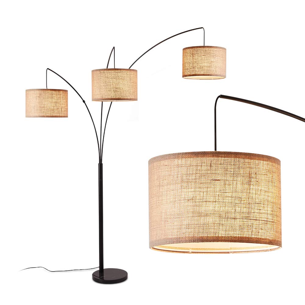 Modern Arc Floor Lamp with 3 Adjustable Heads - Black Standing Tree Lamp for Living Room, Bedroom & Office - Perfect Over Couch, Reading Nook or Workspace Lighting