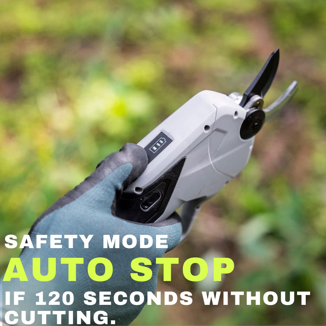 Professional Cordless Electric Pruning Shears - 7.2V Brushless Motor with 4.2AH Rechargeable Battery - 22mm (0.86 inch) Cutting Diameter - Ideal for Gardening, Landscaping, Vineyard & Orchard Maintenance
