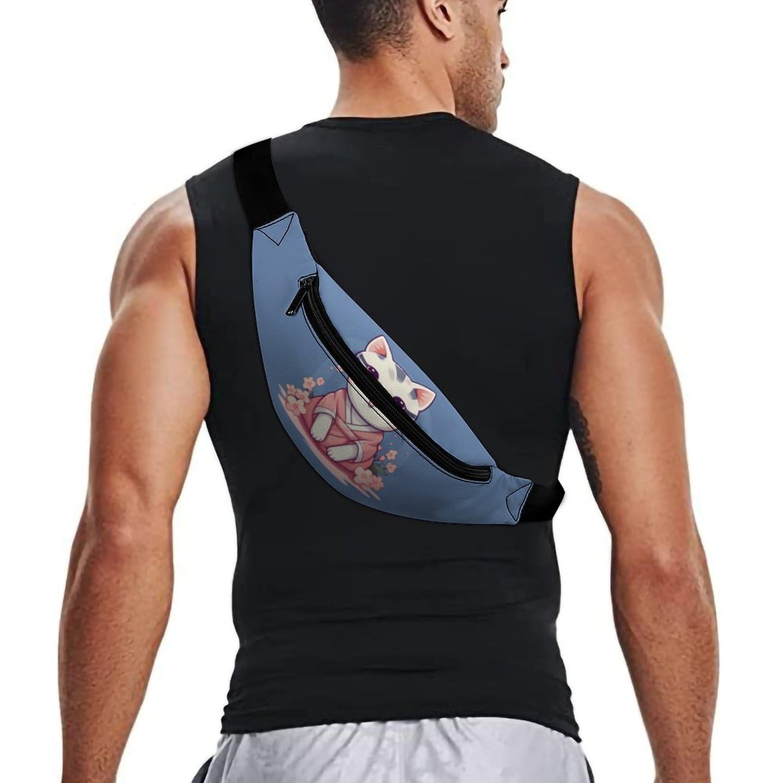 Stylish Japanese Cat Waist Bag - Adjustable Crossbody Pouch for Women & Men | Perfect for Travel, Shopping & Outdoor Activities