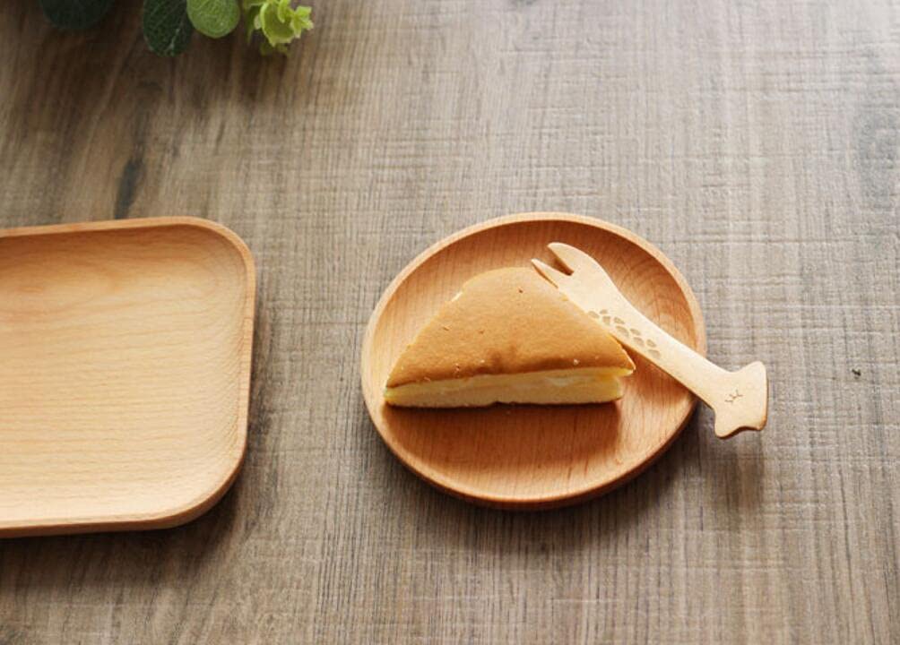 Wooden Dinner Plates 4-Pack - Round Salad Serving Dishes for Kitchen, Perfect for Breakfast Lunch & Dinner
