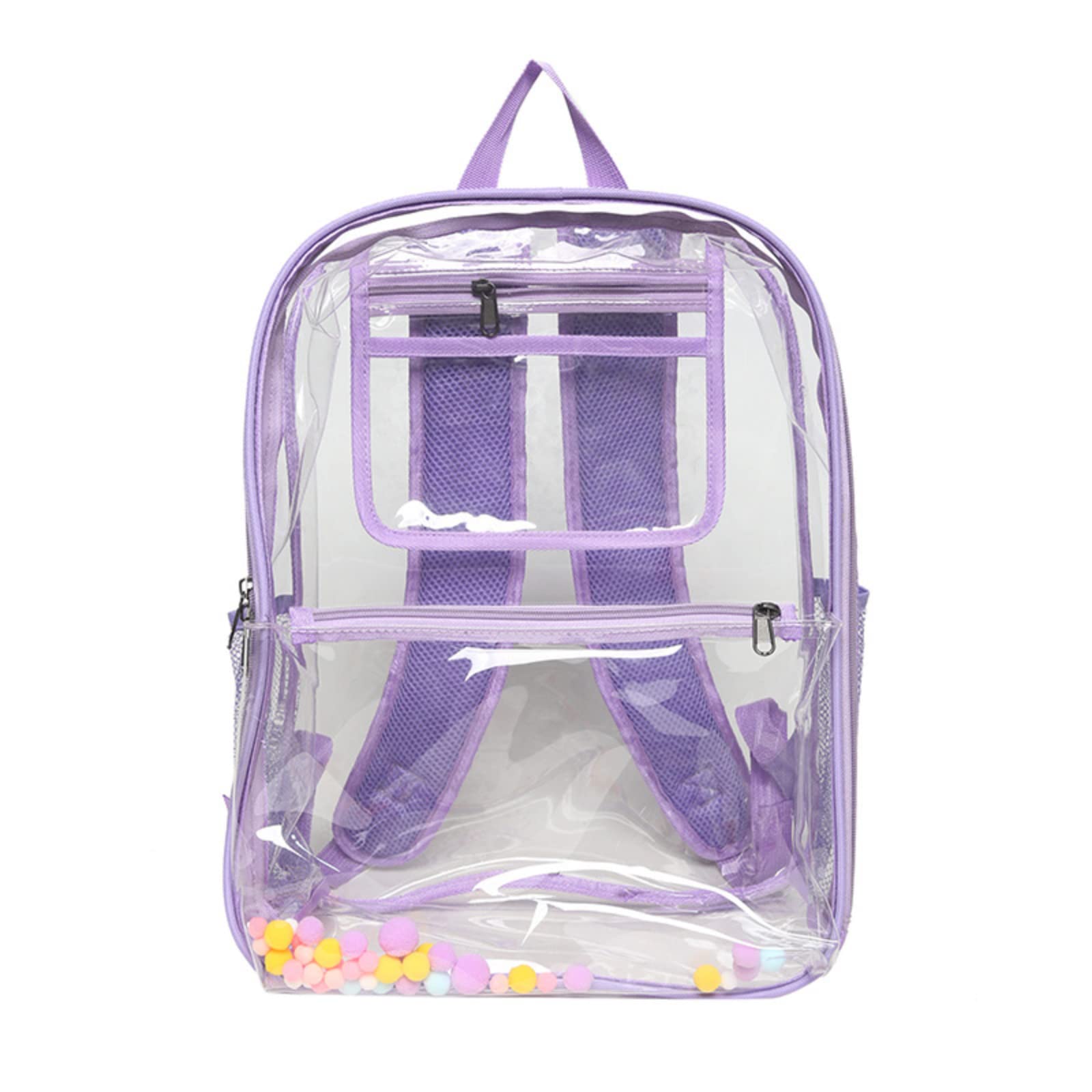 Durable Clear PVC Backpack - Heavy Duty Transparent School Bag for Students, Work & Travel | Waterproof See-Through Bookbag with Multiple Pockets (Purple) - Perfect for School Security Checks, Airport Travel & Office Commutes
