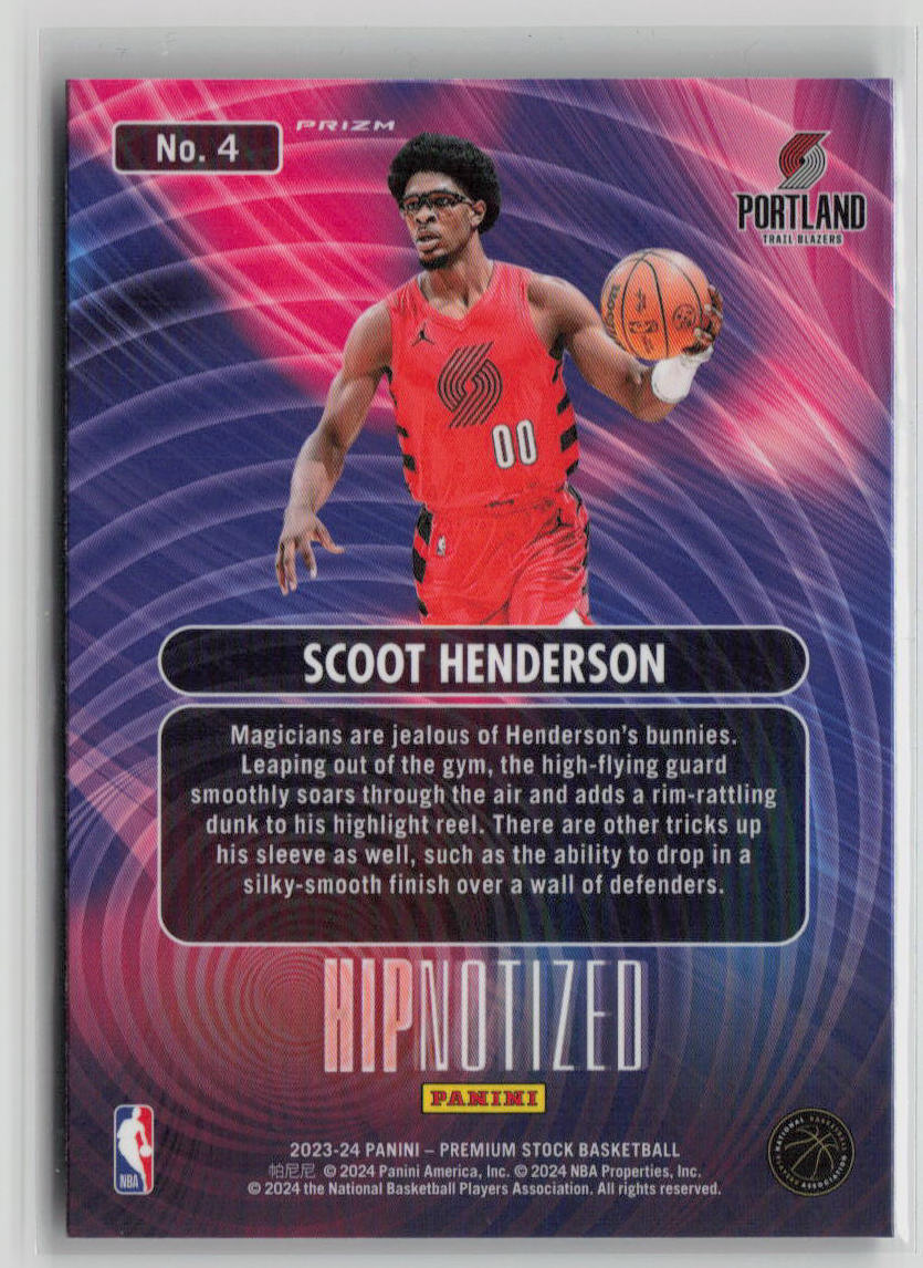 2023-24 Panini Hoops Premium Stock Scoot Henderson Rookie Card #4 - NBA Collectible for Fans & Investors | Perfect for Trading, Displaying, and Gifting