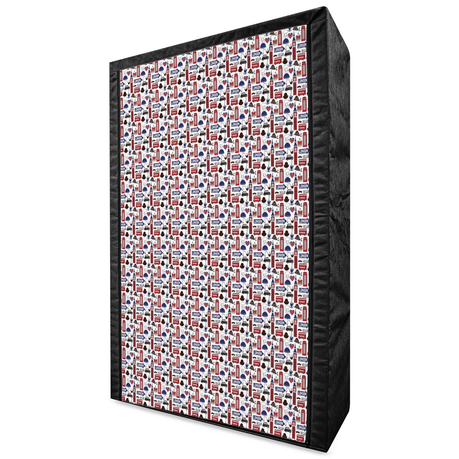 Ambesonne London Portable Fabric Wardrobe - UK Travel Inspired Clothing Organizer with Shelves, 42.5 Inch Multicolor Storage Closet for Bedroom, Dorm & Small Spaces | Perfect for Travel Enthusiasts & City-Themed Decor