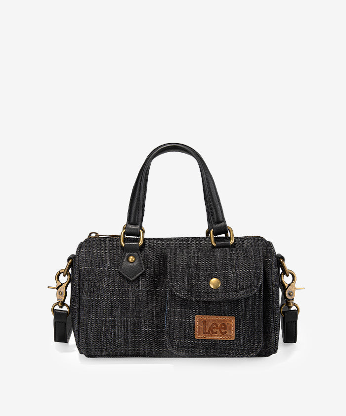 LEE Denim Canvas Barrel Satchel Top Handle Crossbody Bag for Women - Stylish Shoulder Purse for Work, Travel & Everyday Use