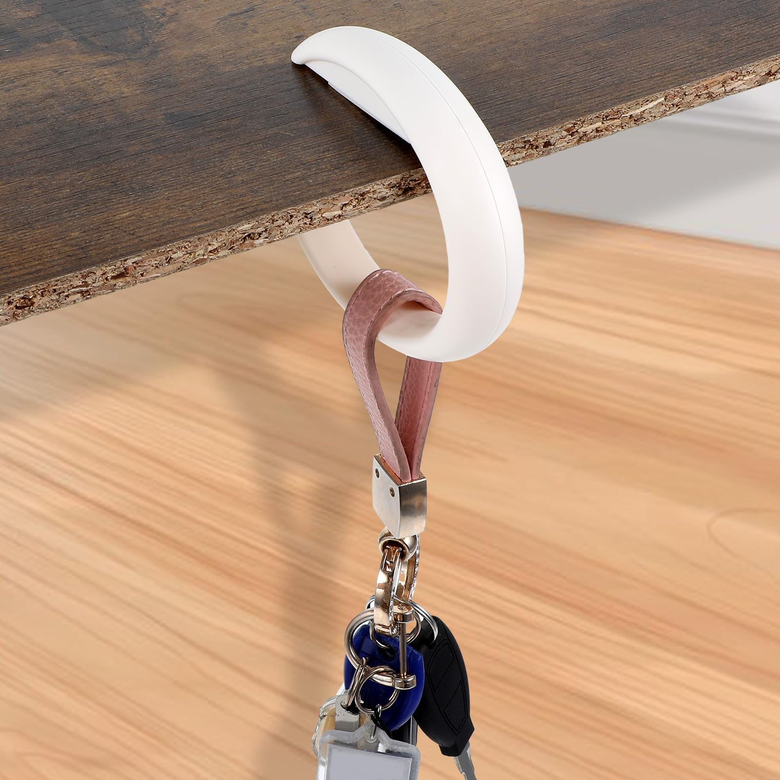 2Pcs Heavy Duty C-Shaped Purse Hanger for Table - Foldable Bag Hook Holder for Handbags, Purses & Heavy Items - Durable Desk Hanger for Restaurants, Travel & Shopping (White)