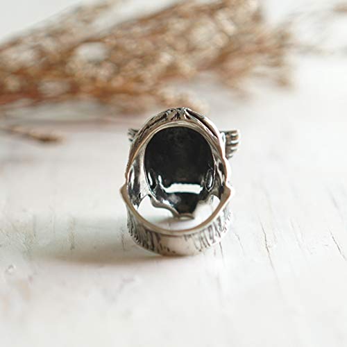 Monster Glasses Skull Ring for Men - 925 Sterling Silver Biker Gothic Jewelry - Vampire Style Accessory for Halloween, Cosplay & Punk Fashion