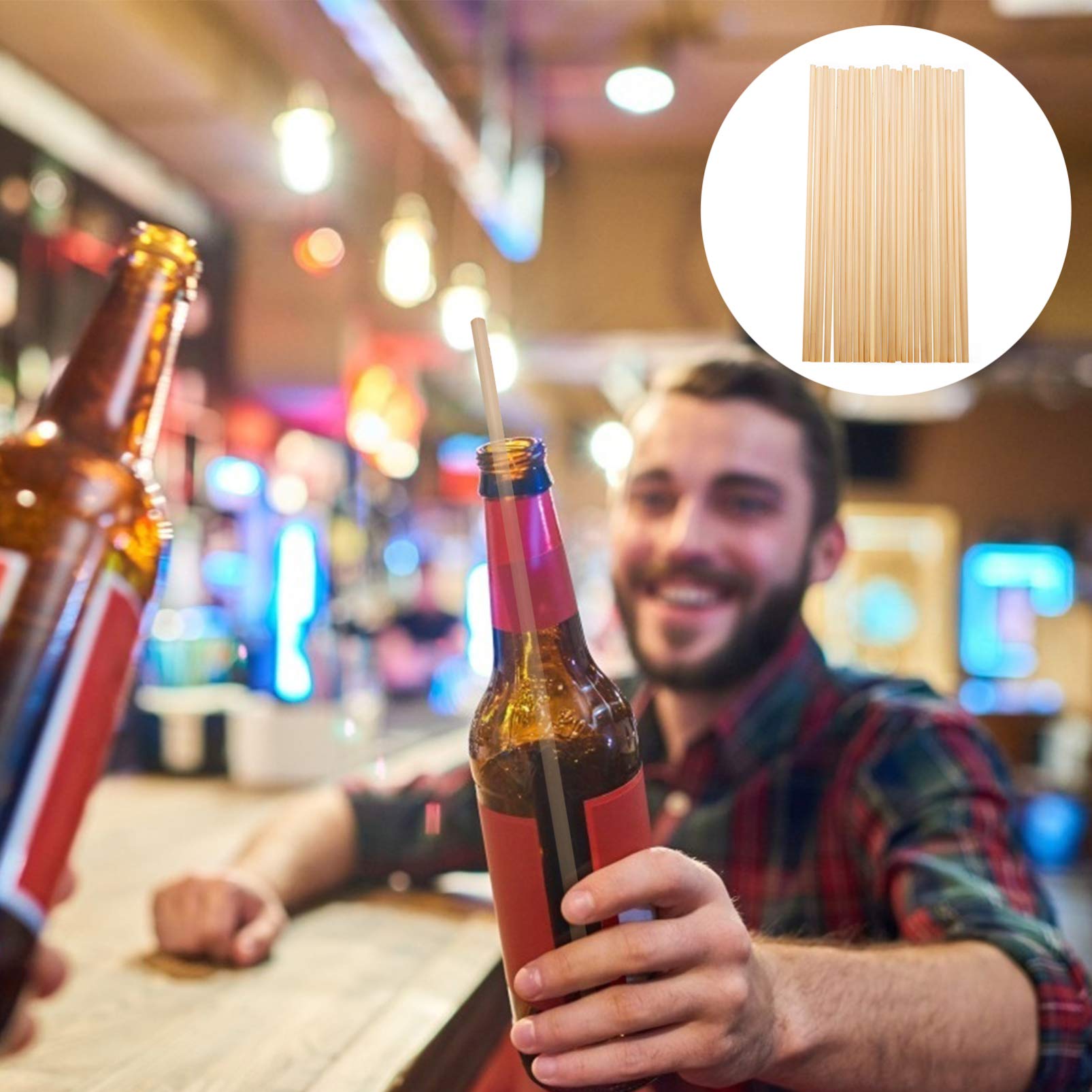Garneck 100pcs Natural Drinking Straws - Reusable Juice & Beer Straws for Parties, Festivals & Home Use | Eco-Friendly, Safe & Practical Straw Supplies