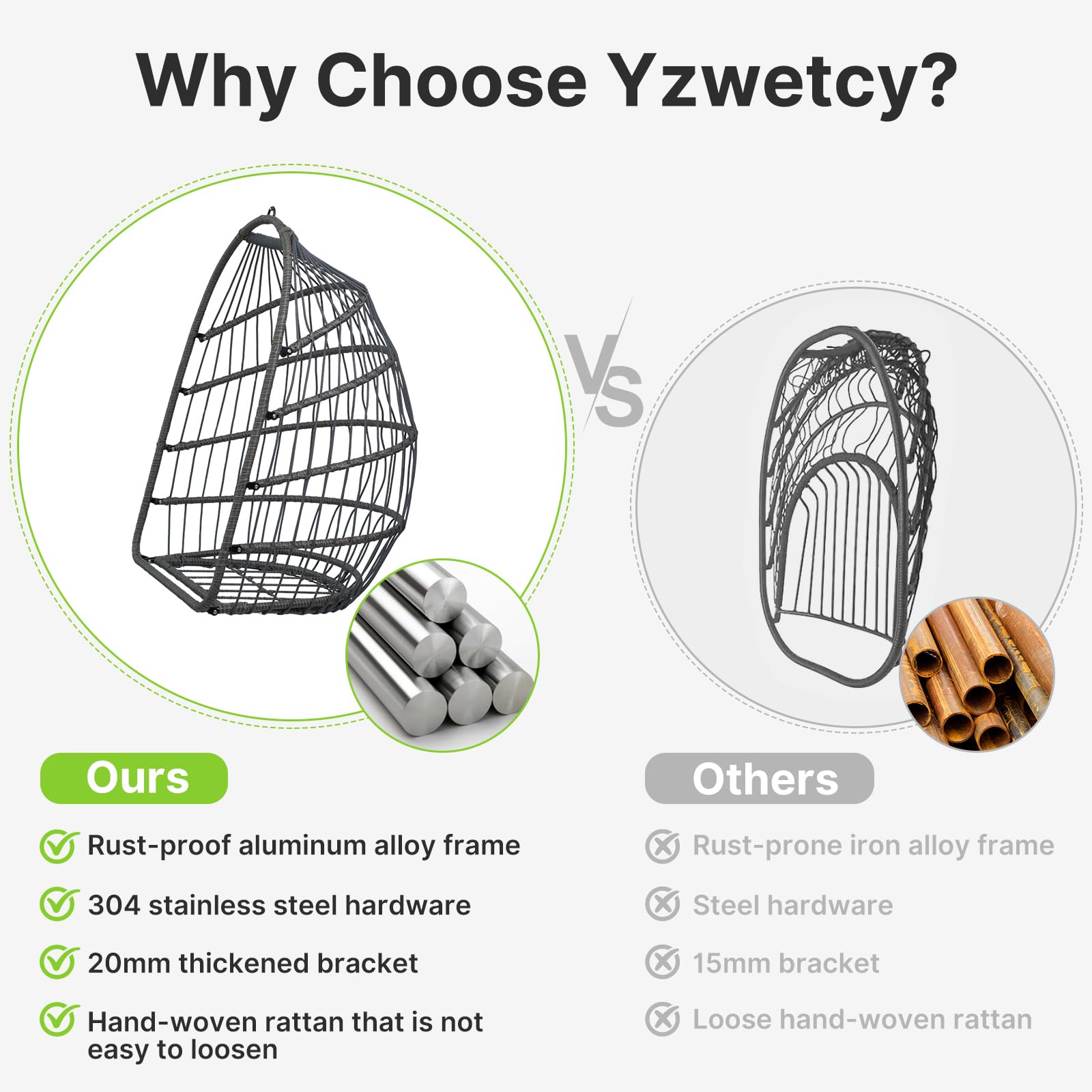 Outdoor Egg Chair with Stand - Foldable Wicker Hanging Swing Chair for Patio, Balcony & Bedroom - Includes Cushions, Supports 350Lbs - All-Weather Indoor/Outdoor Lounge Basket Hammock - Perfect for Relaxing in Gardens, Poolside or Living Rooms