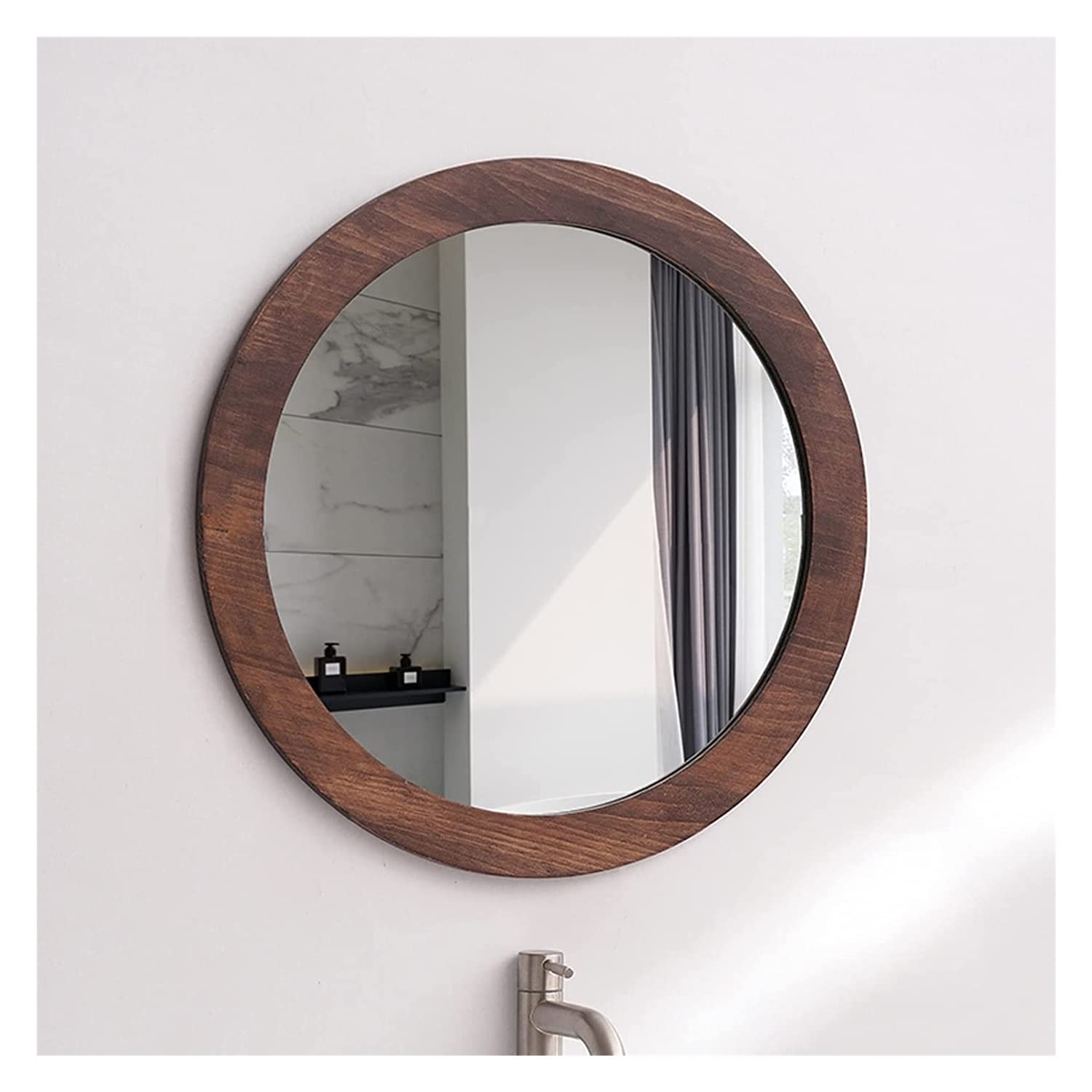 Antique Wood Frame Wall Mirror - High Clarity Decorative Mirror for Bedroom Vanity, Hallway, Entryway & Garden | Wall Mounted Makeup & Shaving Mirror with Rustic Charm