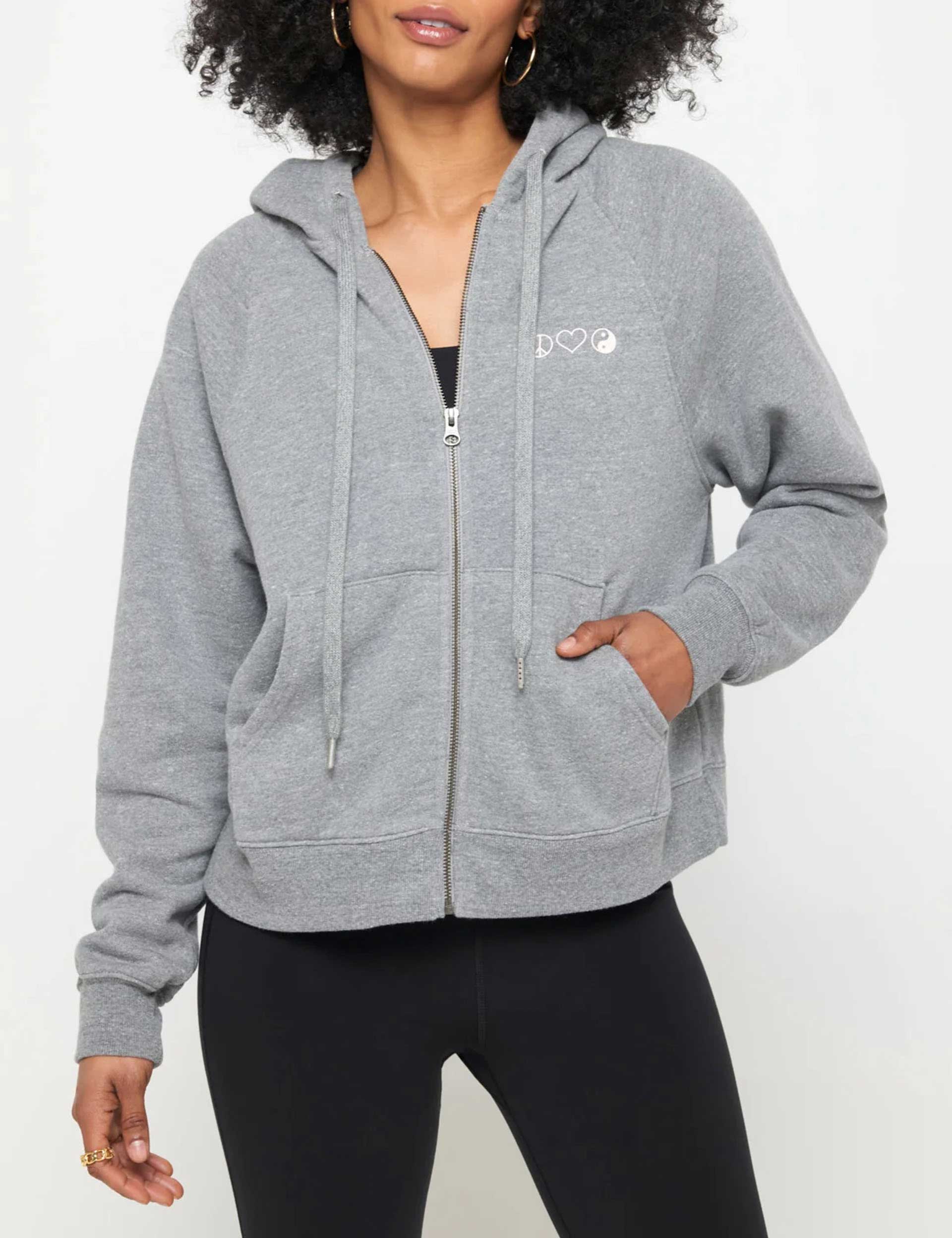 Inhale Exhale Everyday Zip Hoodie - Heather Grey | Comfortable Casual Wear for Yoga, Gym & Street Style