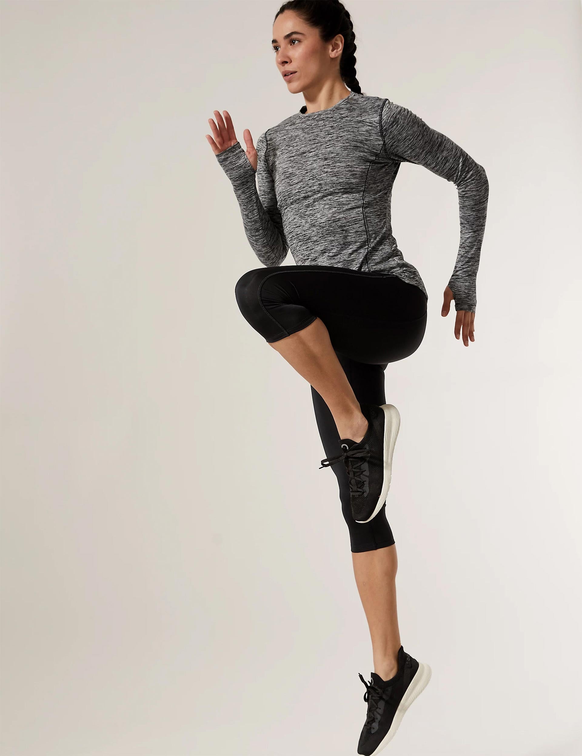 Go Move High-Waisted Cropped Gym Leggings for Women - Black - Workout, Yoga & Running - Comfortable & Stretchy Activewear