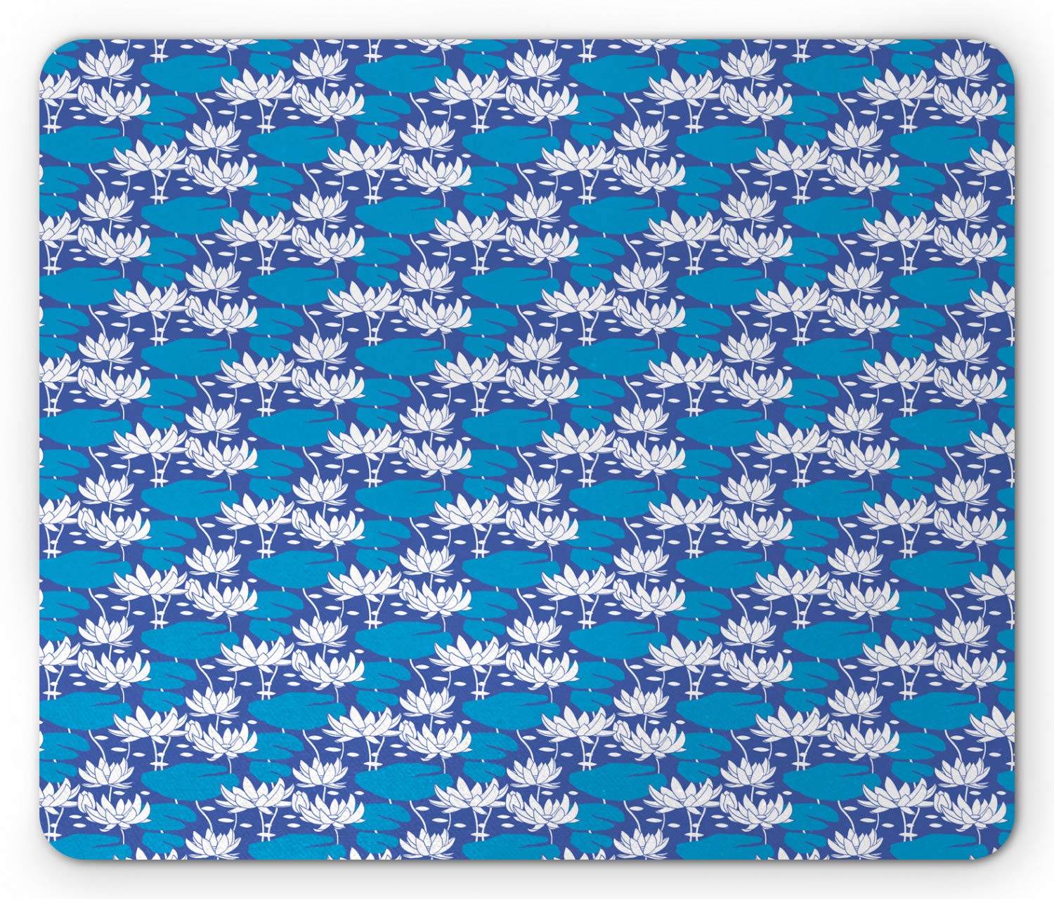 Ambesonne Floral Mouse Pad - Non-Slip Rubber Mousepad with Abstract Water Lily Design in Violet Blue & Sea Blue | Perfect for Office, Gaming & Home Computer Use