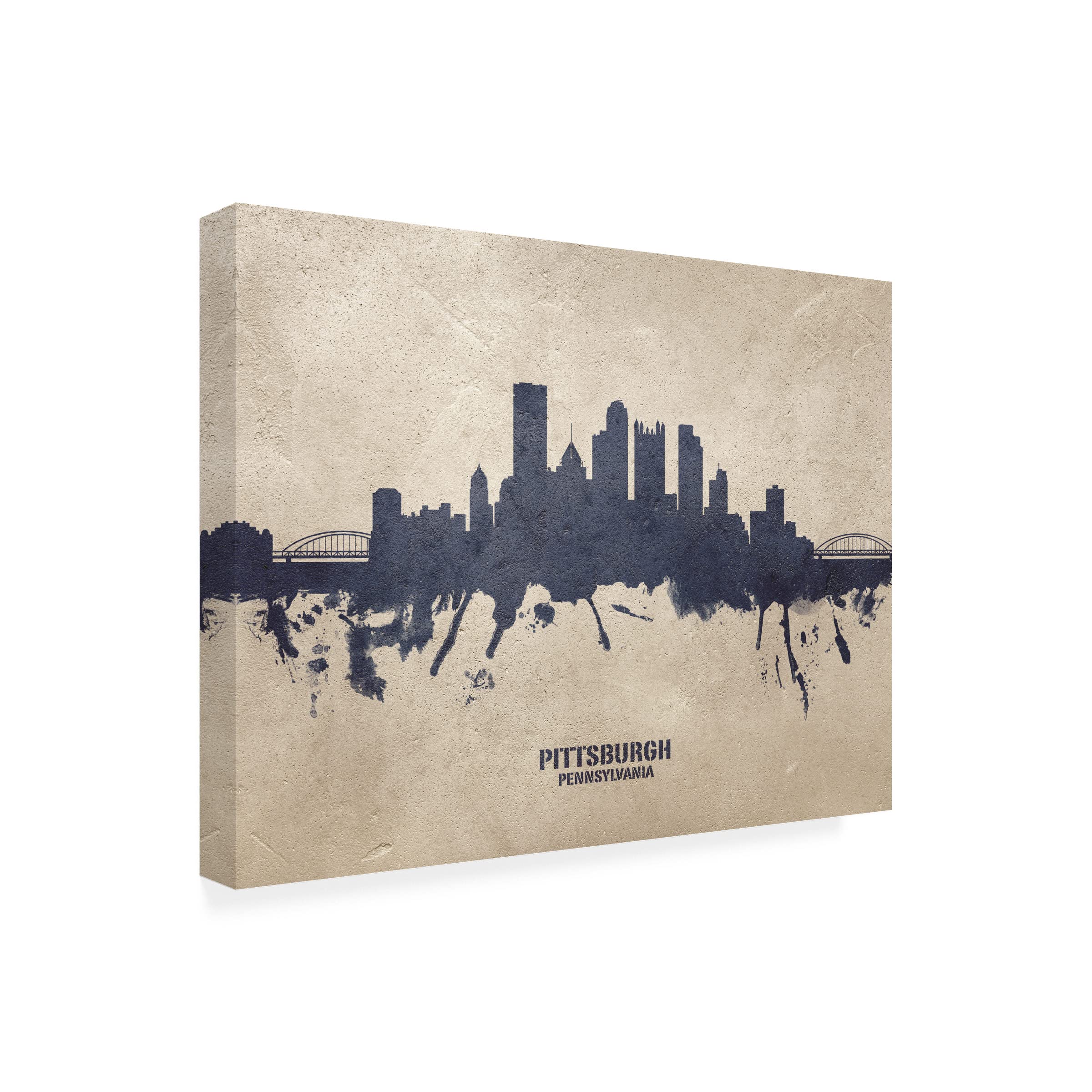 Michael Tompsett Pittsburgh Pennsylvania Skyline Concrete Canvas Art Print - Modern Cityscape Wall Decor for Living Room, Office & Bedroom