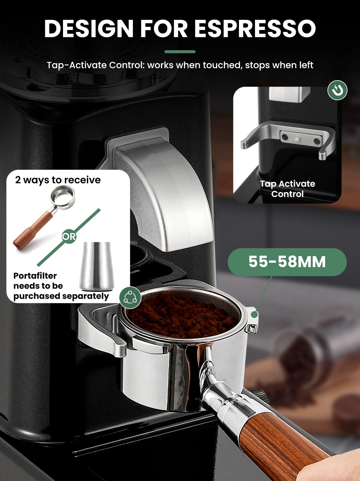 Huanyu Electric Coffee Grinder - Adjustable Flat Burr Mill with 19 Precise Grind Settings, 35oz Capacity for 36 Cups - Perfect for Espresso, French Press, Cold Brew & Pour Over Coffee - Automatic Coffee Bean Grinding Machine for Home & Office Use