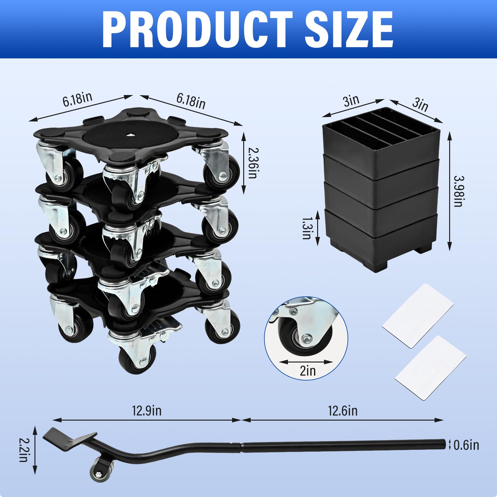 Heavy Duty Furniture Dolly with Wheels - 2000 Lbs Capacity Moving Rollers for Appliance, Piano, Sofa, Cabinet & More - Safe Lifting Tool for Home, Office & Warehouse Moving Scenes