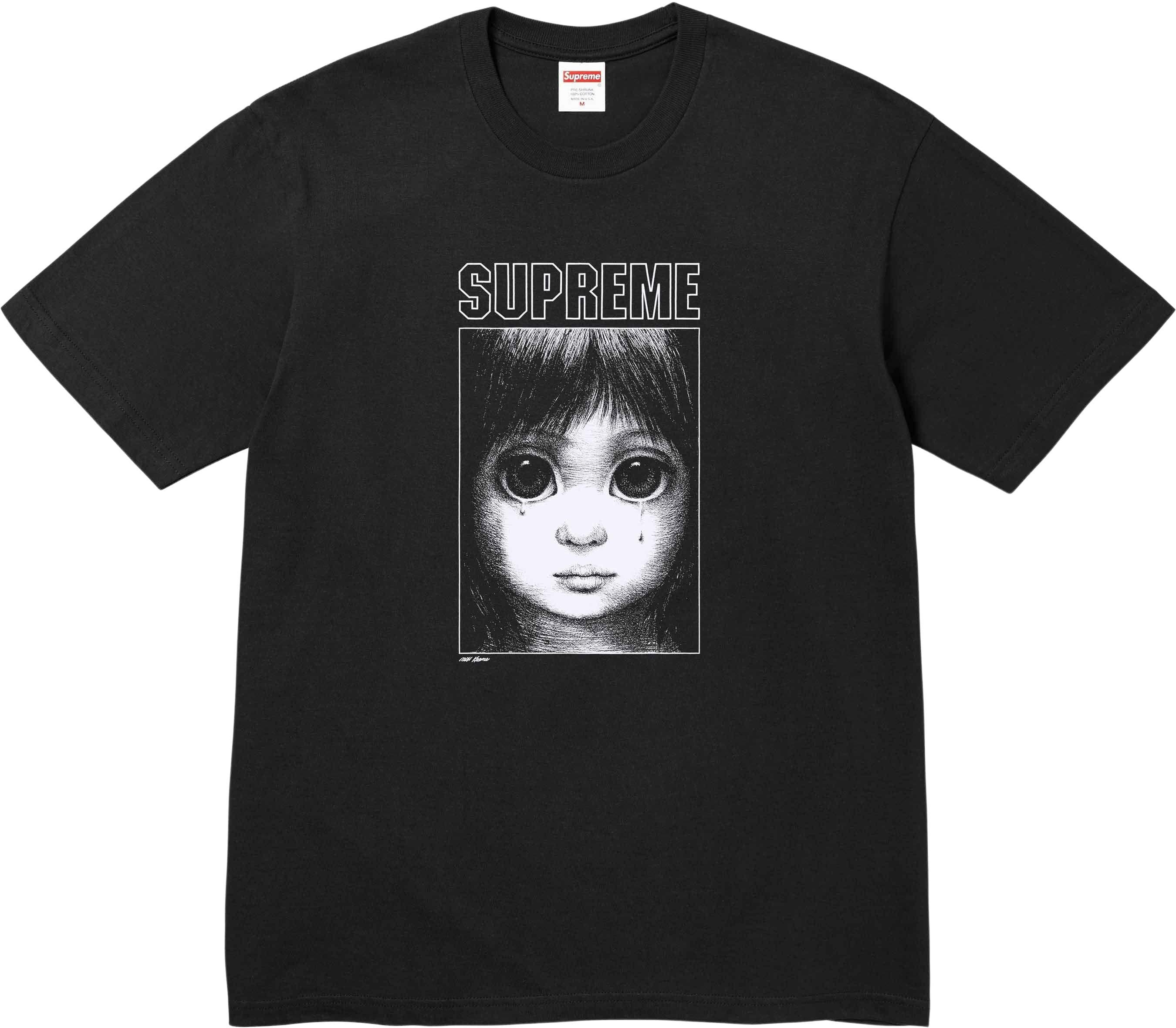 Supreme Margaret Keane Teardrop Graphic T-Shirt - Black Cotton Vintage Art Tee for Men & Women | Streetwear, Casual Outfits, Art Lovers Gift