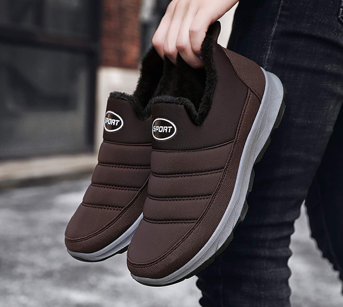 JITUUE Men's Cashmere Winter Boots - Warm Comfortable Slip-On Snow Boots for Middle-Aged & Elderly - Perfect for Casual Wear, Outdoor Walking & Cold Weather