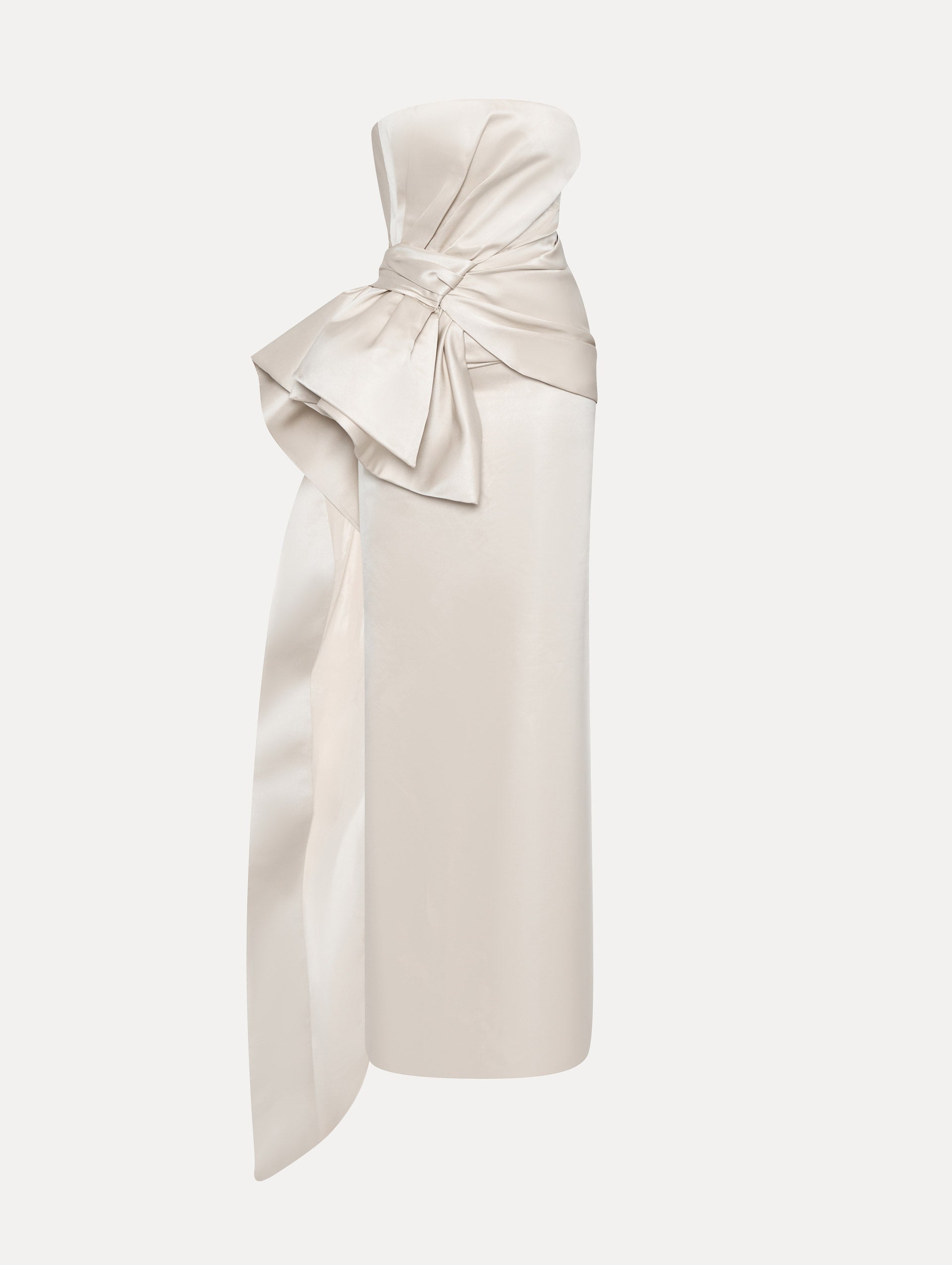 Elegant Bow Detailed Column Gown for Women - Perfect for Weddings, Proms & Formal Events