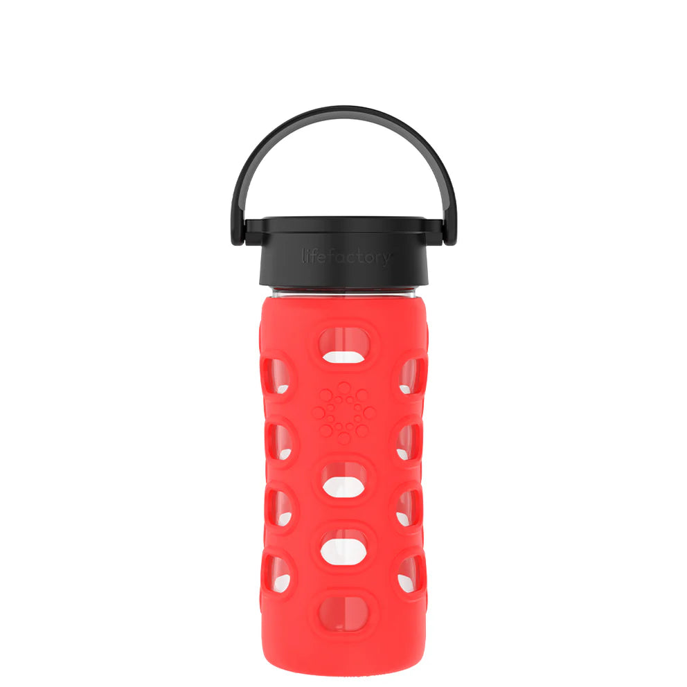 Lifefactory 12oz (350ml) Glass Water Bottle - BPA-Free, Leak-Proof, Durable for Kids & Adults - Perfect for School, Gym, Hiking & Travel