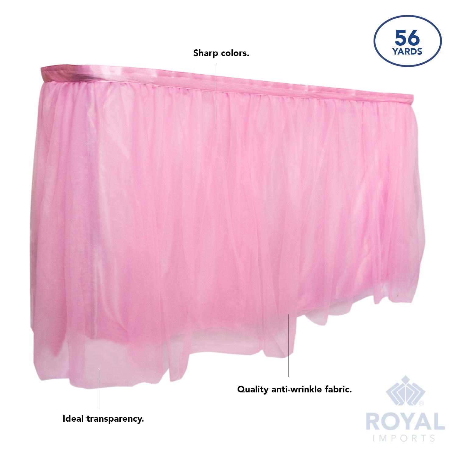 Royal Imports Tulle Table Skirt - 14ft Blue Rectangle Wedding Tablecloth for Bridal, Birthday Party, Baby Shower & Home Decor | Elegant Table Skirting for Special Events & Dining Room Decorations