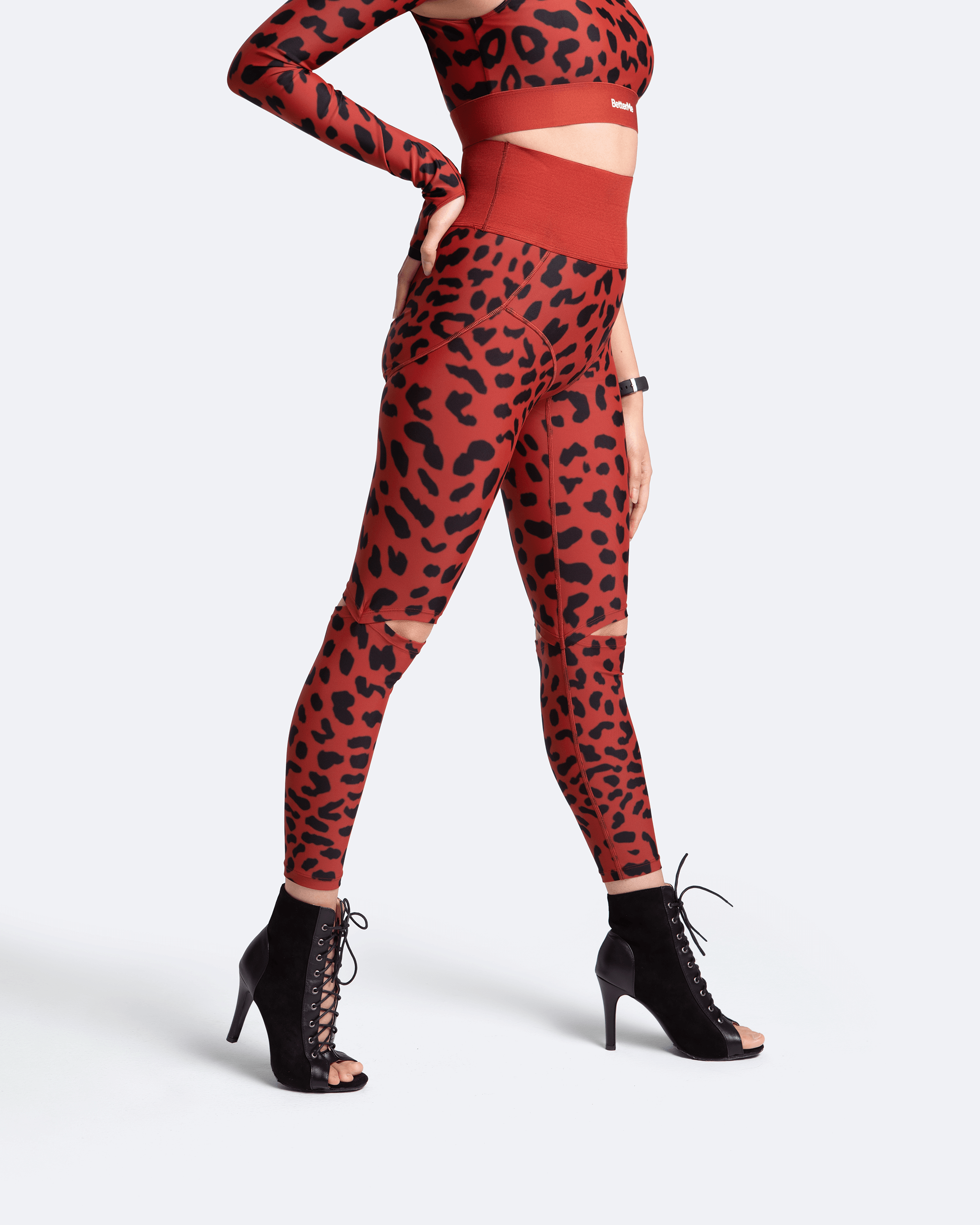 High Waist Knee Slit Yoga Leggings for Women - Stretchy Workout Pants for Running, Gym & Lounge