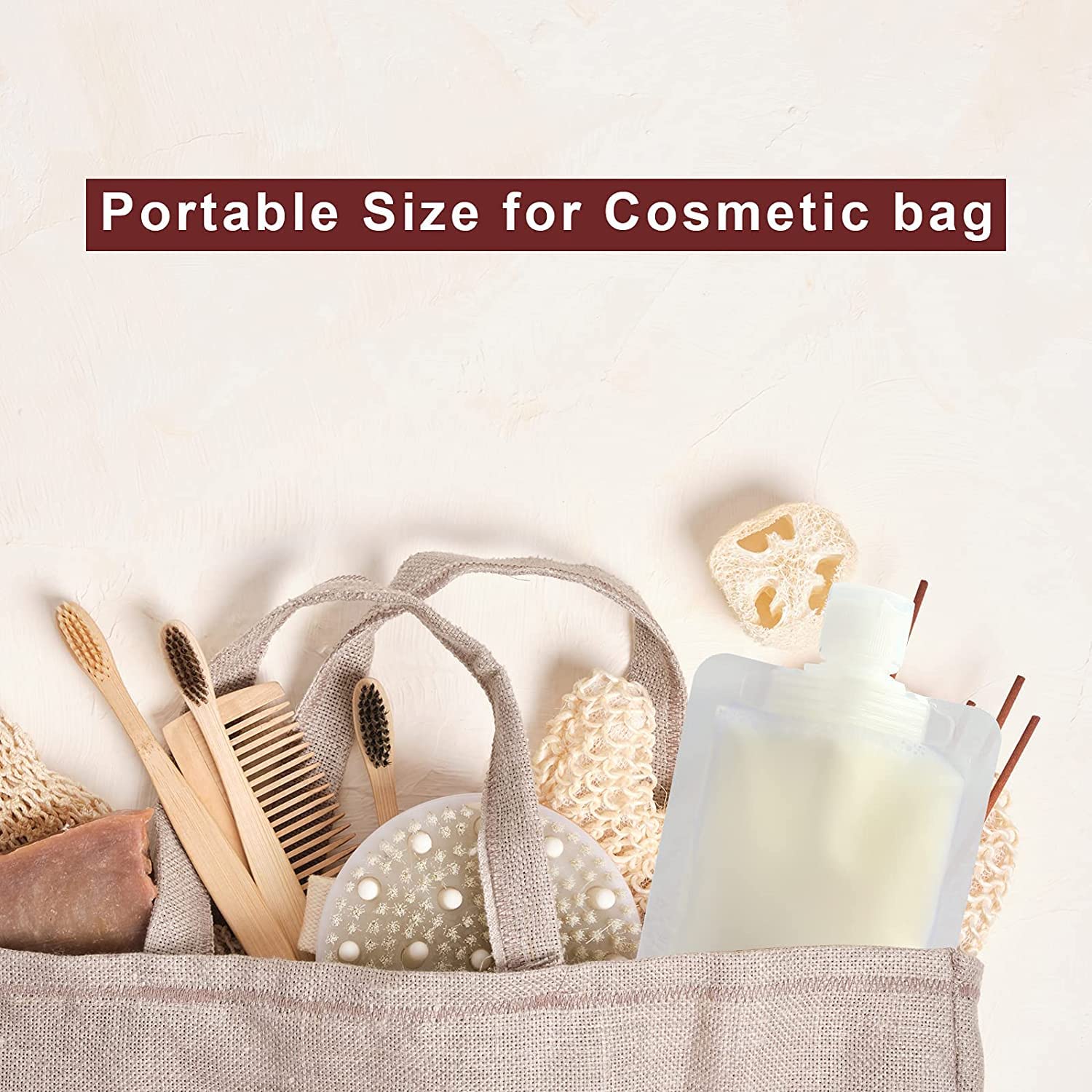 RRJ Travel Fluid Makeup Packing Bag - 30ml/50ml/100ml Refillable Leakproof Squeeze Pouch | Empty Cosmetic Containers with Stand-Up Spout | Foldable Toiletry Bags for Lotion, Shampoo, Conditioner | Perfect for Travel, Gym & Home Use