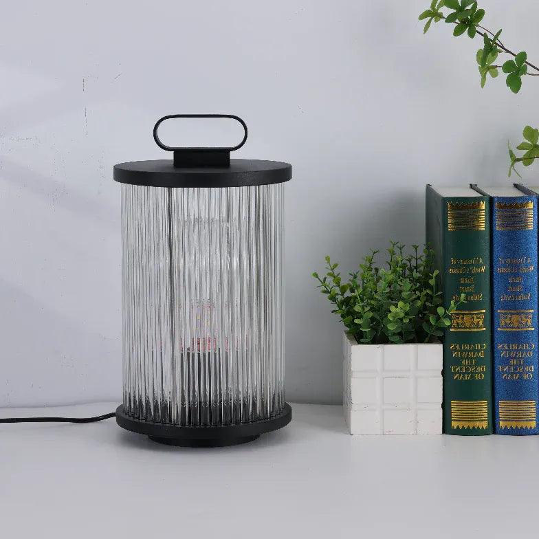 Modern Transparent Vertical Striped Outdoor Floor Lamp - Waterproof & Durable for Patio, Garden, Deck, and Poolside Lighting