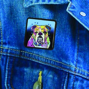 Dean Russo Art Bulldog Decorative Patch - Peel & Stick Iron-On Adhesive Backing - Perfect for Jackets, Bags & DIY Crafts