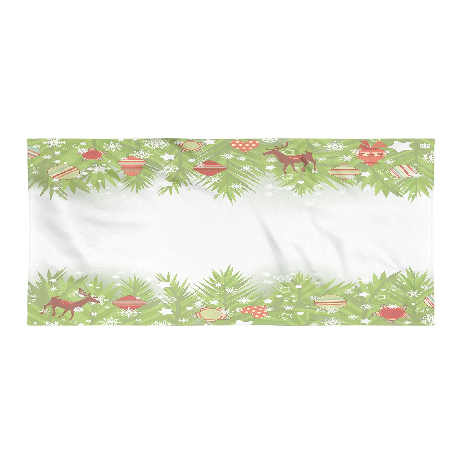Ambesonne Christmas Hiking Towel - Quick Dry Soft Lightweight Microfiber with Spruce Tree & Reindeer Design for Camping, Backpacking, Sports | Perfect Holiday Gift for Outdoor Enthusiasts