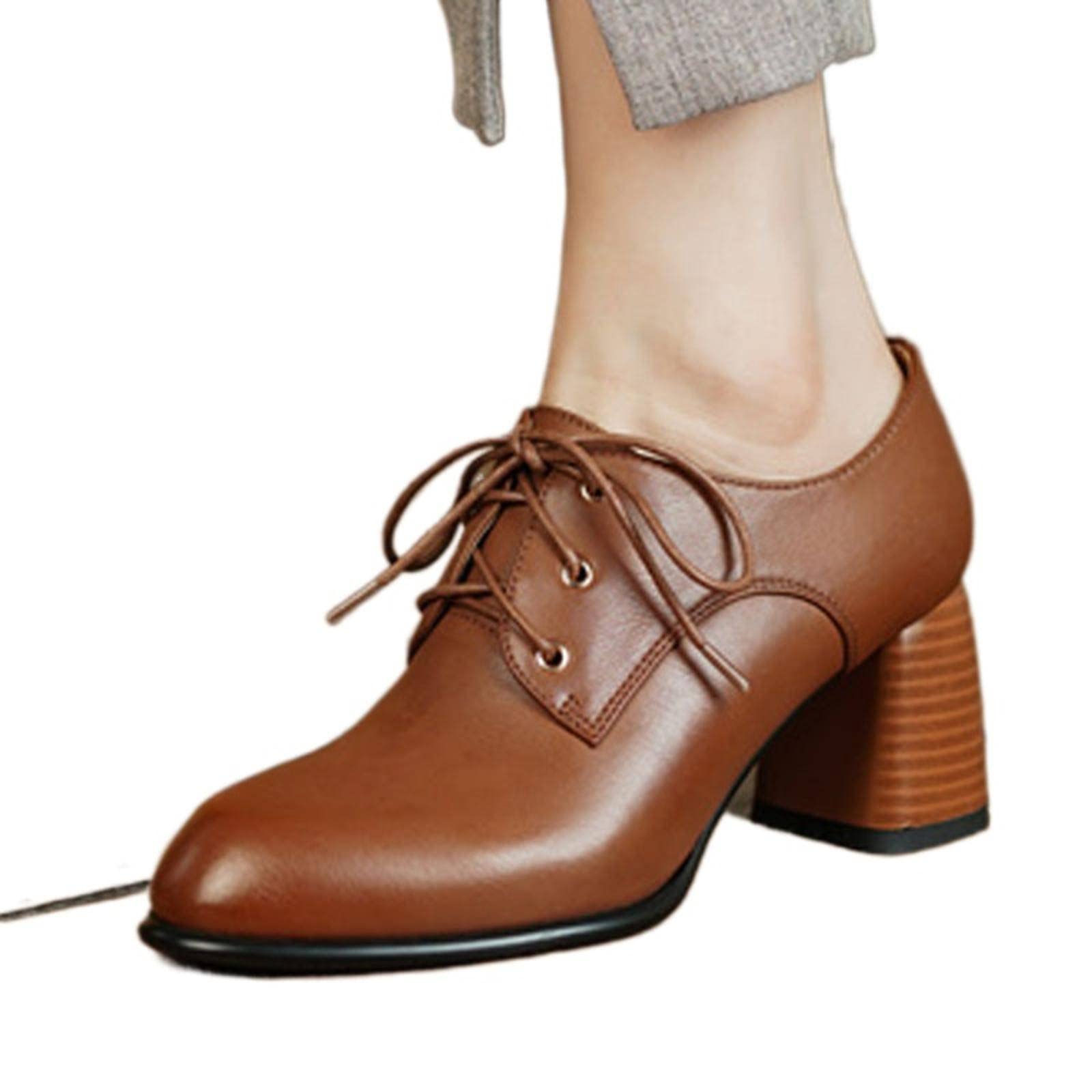 Women's Mid Heel Lace Up Casual Shoes - Elegant Spring High Heels for Office, Party & Wedding | Comfortable Dress Pumps for Women