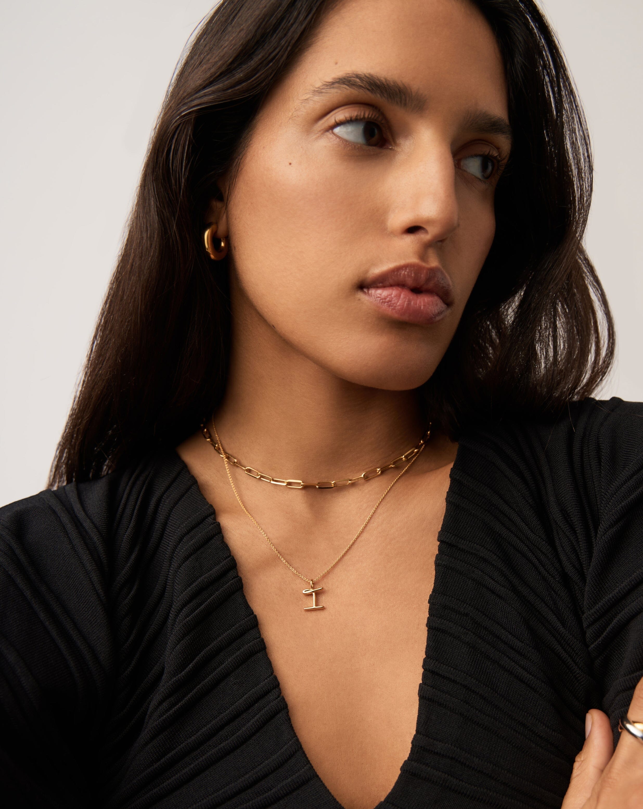 18K Gold Vermeil Curly Molten Mini Initial Necklace for Women | Personalized Name Letter Pendant | Perfect Gift for Birthday, Anniversary & Valentine's Day