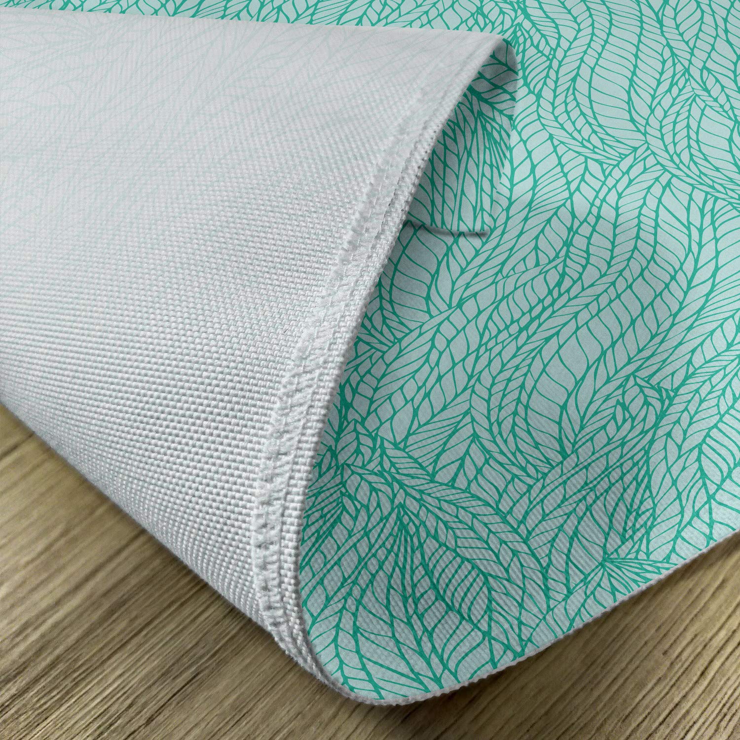 Ambesonne Teal Place Mats Set of 4 - Abstract Leaf & Plant Wavy Pattern Monochrome Art Print - Washable Fabric Placemats for Dining Table & Kitchen Decor - Perfect for Dinner Parties, Holiday Meals & Everyday Use