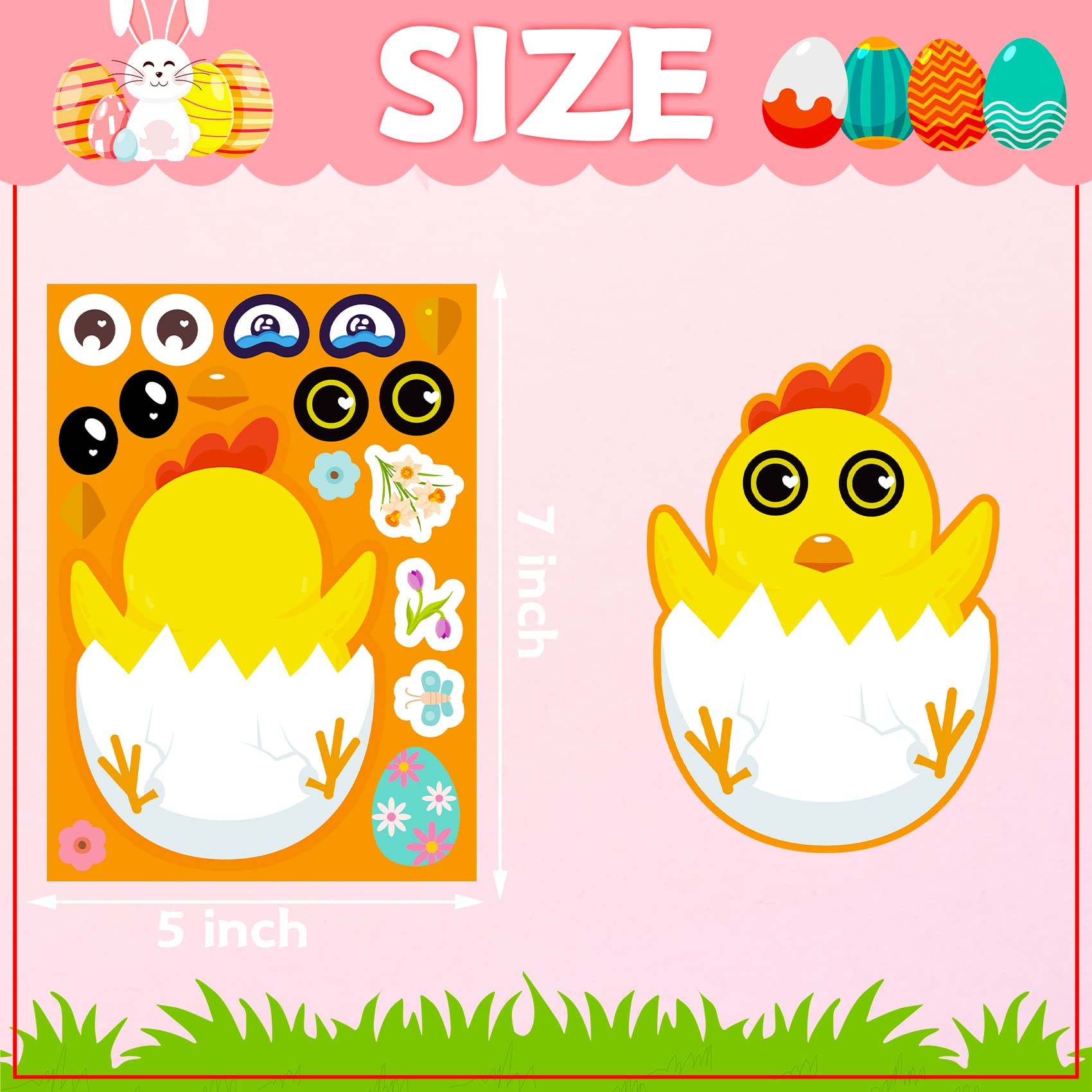 Funnlot 32PCS Easter Stickers for Kids - DIY Make a Face Sticker Sheets for Toddlers, Easter Activities, Classroom & Family Fun - Perfect for Easter Egg Hunts, Party Favors and School Crafts