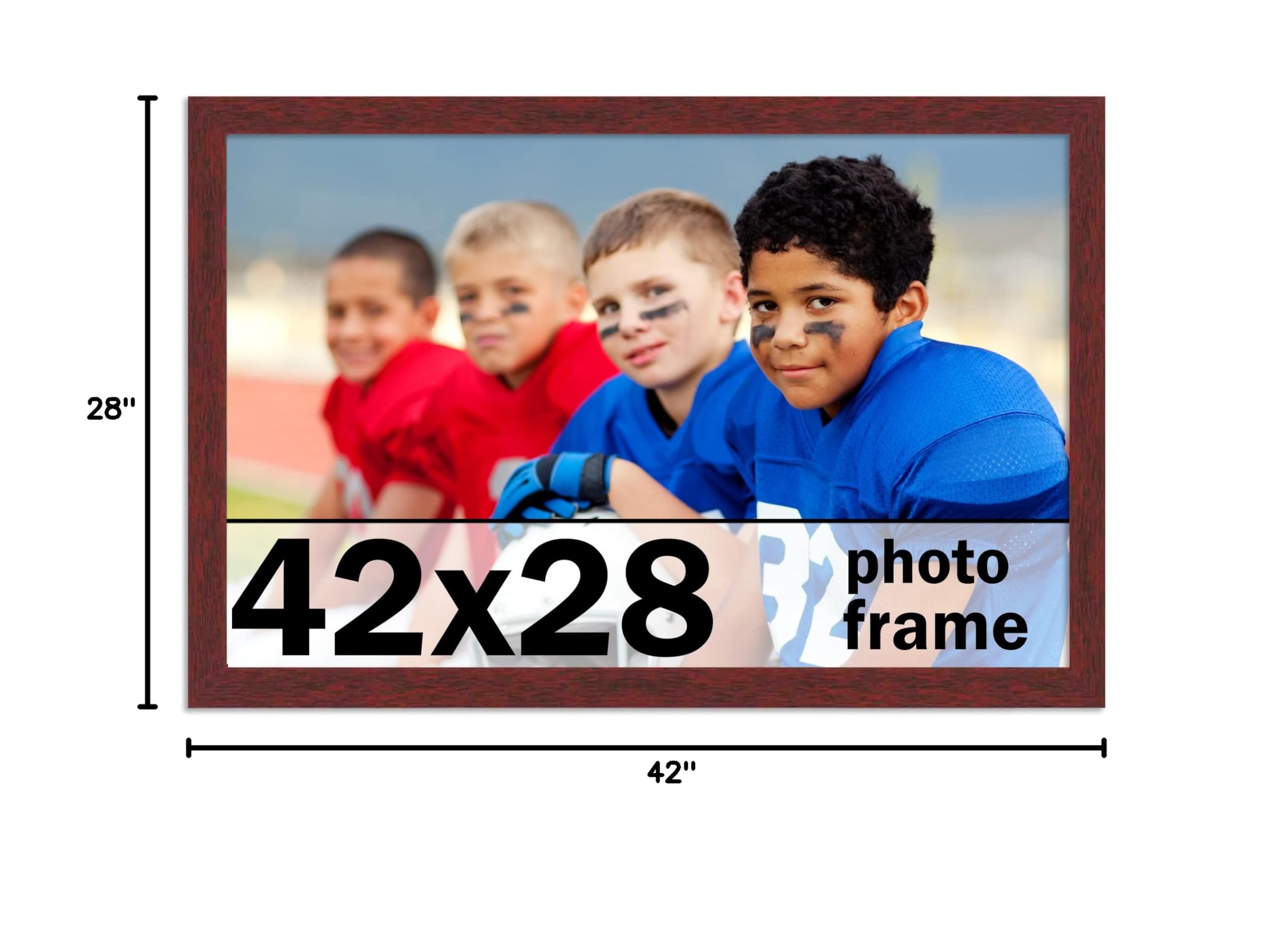 CountryArtHouse 42x28 Inch Solid Wood Picture Frame - Brown Mahogany Wooden Photo Frame with UV Acrylic Plexiglass, Acid-Free Foam Backing & Hanging Hardware - Perfect for Wall Decor, Family Photos, Artwork Display in Living Room, Bedroom or Office