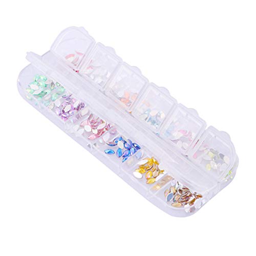 Beaupretty 12 Colors Nail Art Rhinestones Set - Flatback Crystal AB Gems for Nail Design, DIY Crafts & Manicure - Includes Storage Box (Perfect for Wedding, Party & Salon Nail Art)