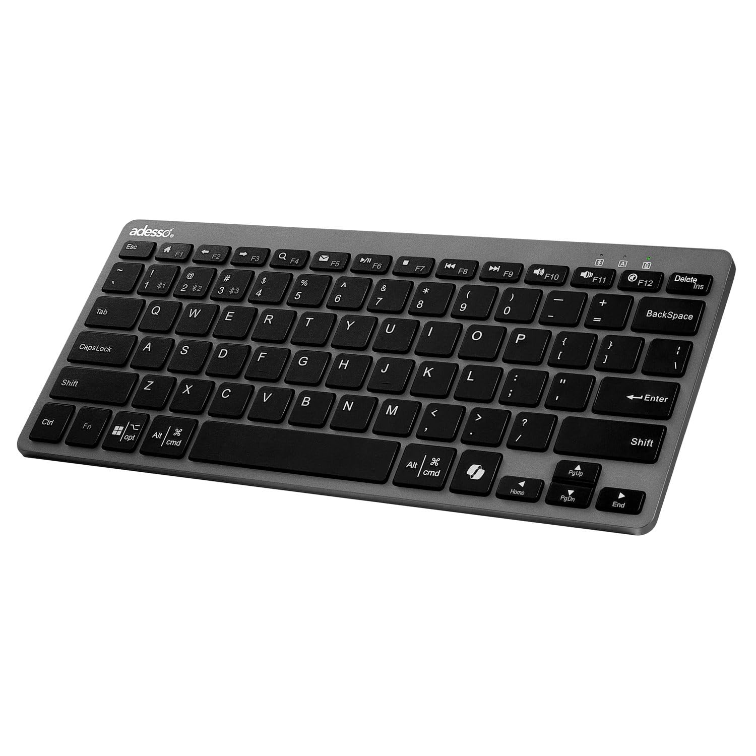 Adesso EasyTouch 7000 Multi-OS Bluetooth Keyboard - Wireless, Rechargeable, Quiet Scissor Switch Keys for Windows/Mac/iOS/Android - Perfect for Office, Home & Travel with AI Copilot Hotkey (Model WKB-7000BB)
