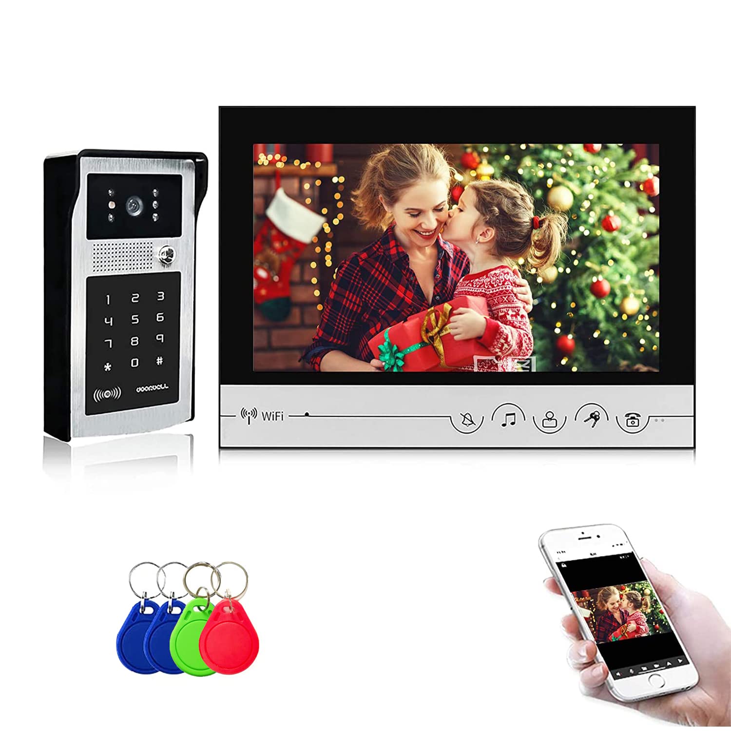 **9-Inch WiFi Video Doorbell Camera with Monitor - Wired Smart Intercom System for Home Security | Motion Detection, 2-Way Audio, Tuya Smart Compatible | Perfect for Apartments, Houses & Gated Communities**
