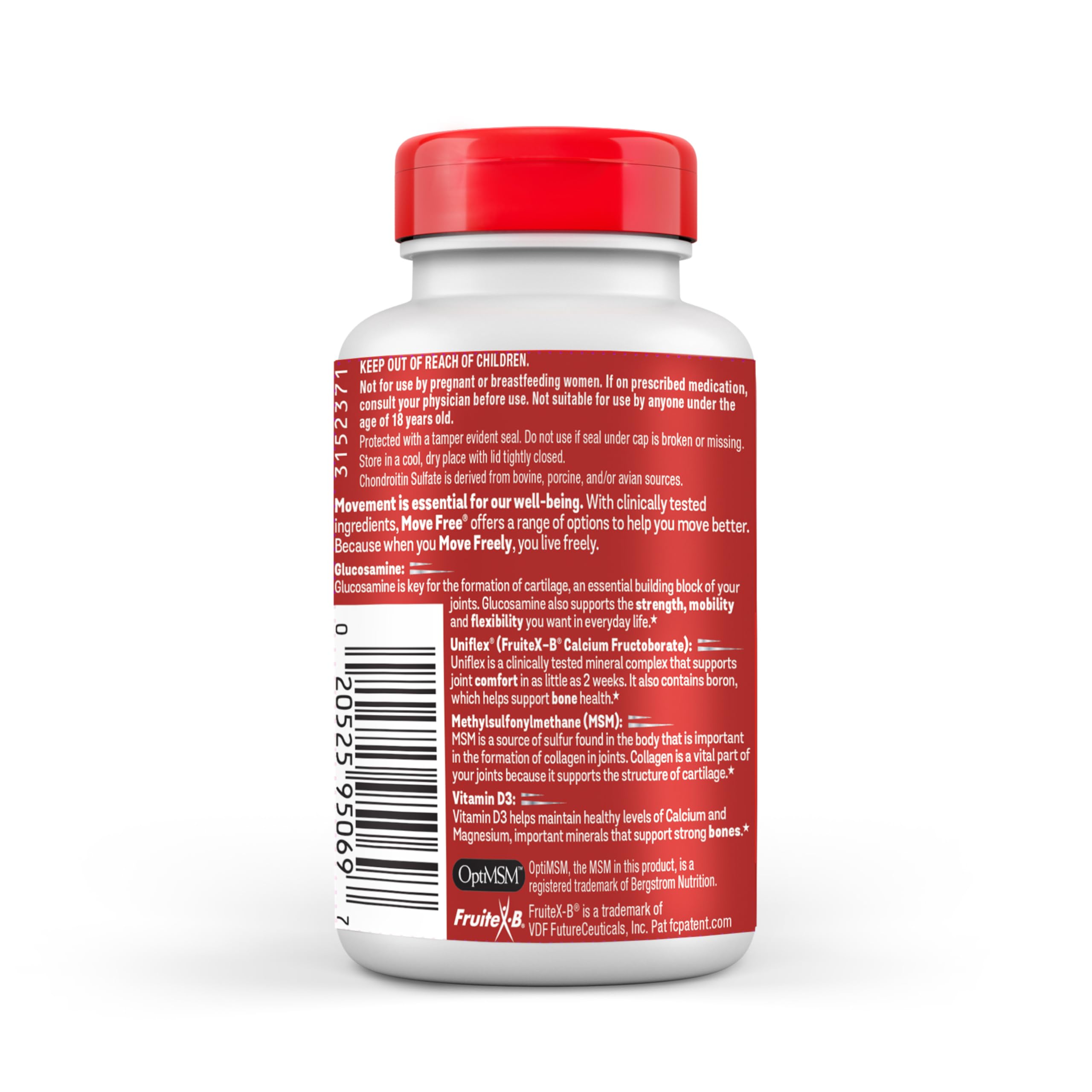 Move Free Advanced Glucosamine Chondroitin MSM + Vitamin D3 Joint Support Supplement - Supports Mobility, Comfort, Strength & Flexibility - Promotes Bone & Immune Health - 360 Tablets (3x120ct) - Ideal for Active Adults, Athletes & Seniors for Joint Care & Daily Wellness
