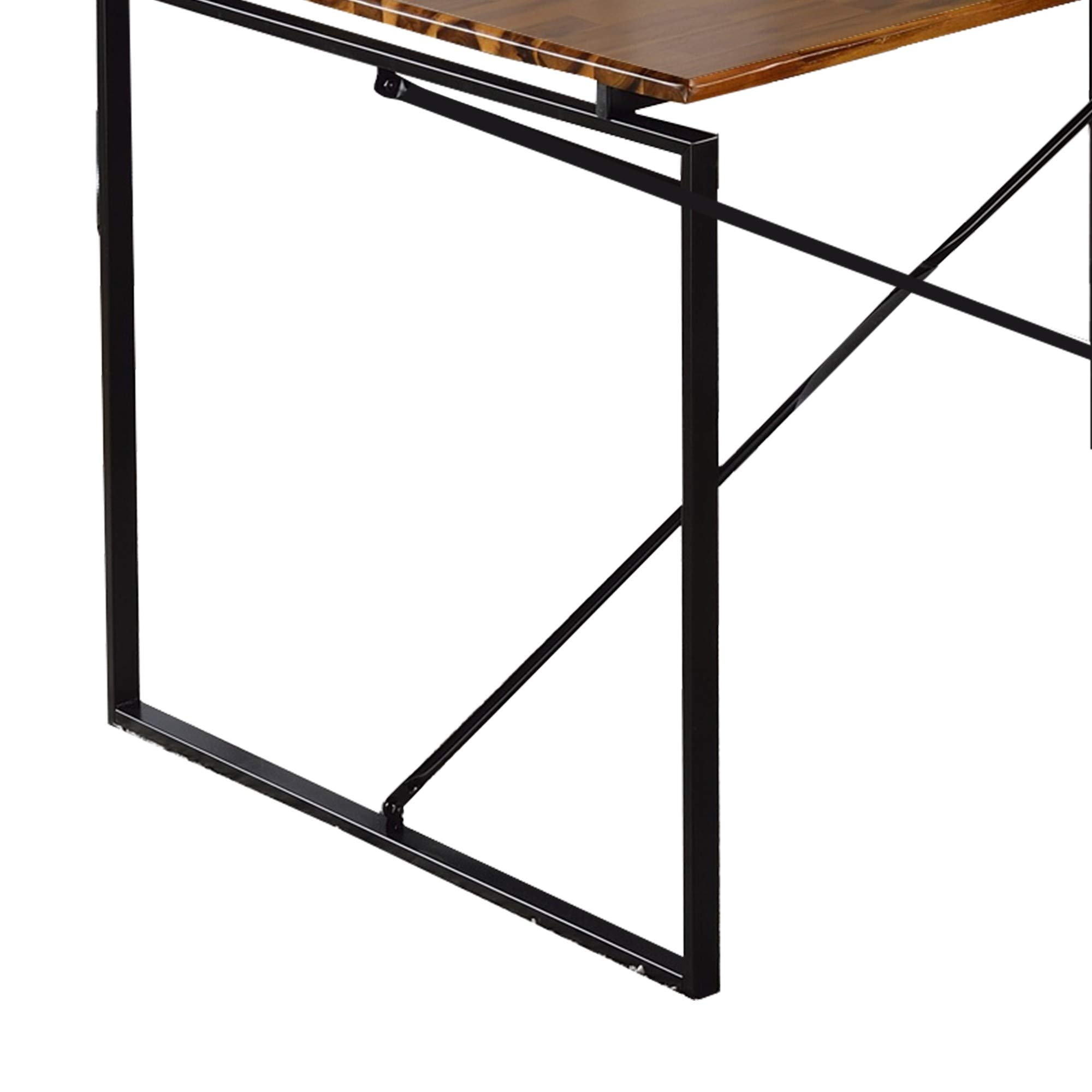 Benjara Rectangular Wooden Dining Table with X-Shaped Metal Base in Black & Brown - Perfect for Modern Farmhouse, Rustic Kitchen, and Dining Room Decor