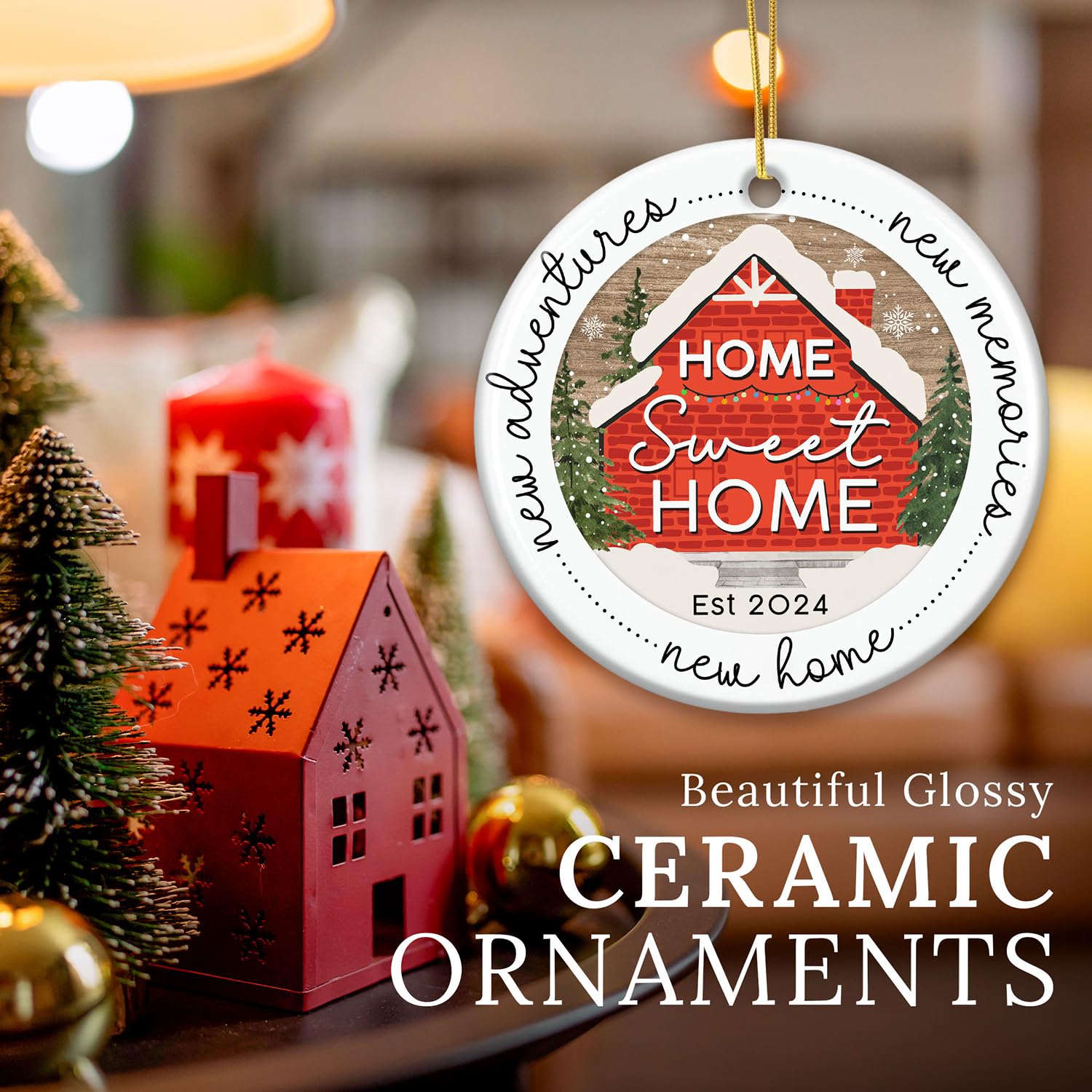 HEXMOZ Elegant Ceramic Housewarming Gift for Couples - New Home Ornament & Christmas Keepsake 2025 - Perfect First Home Gift for Men & Women - Ideal for Housewarming Parties & Holiday Decorations