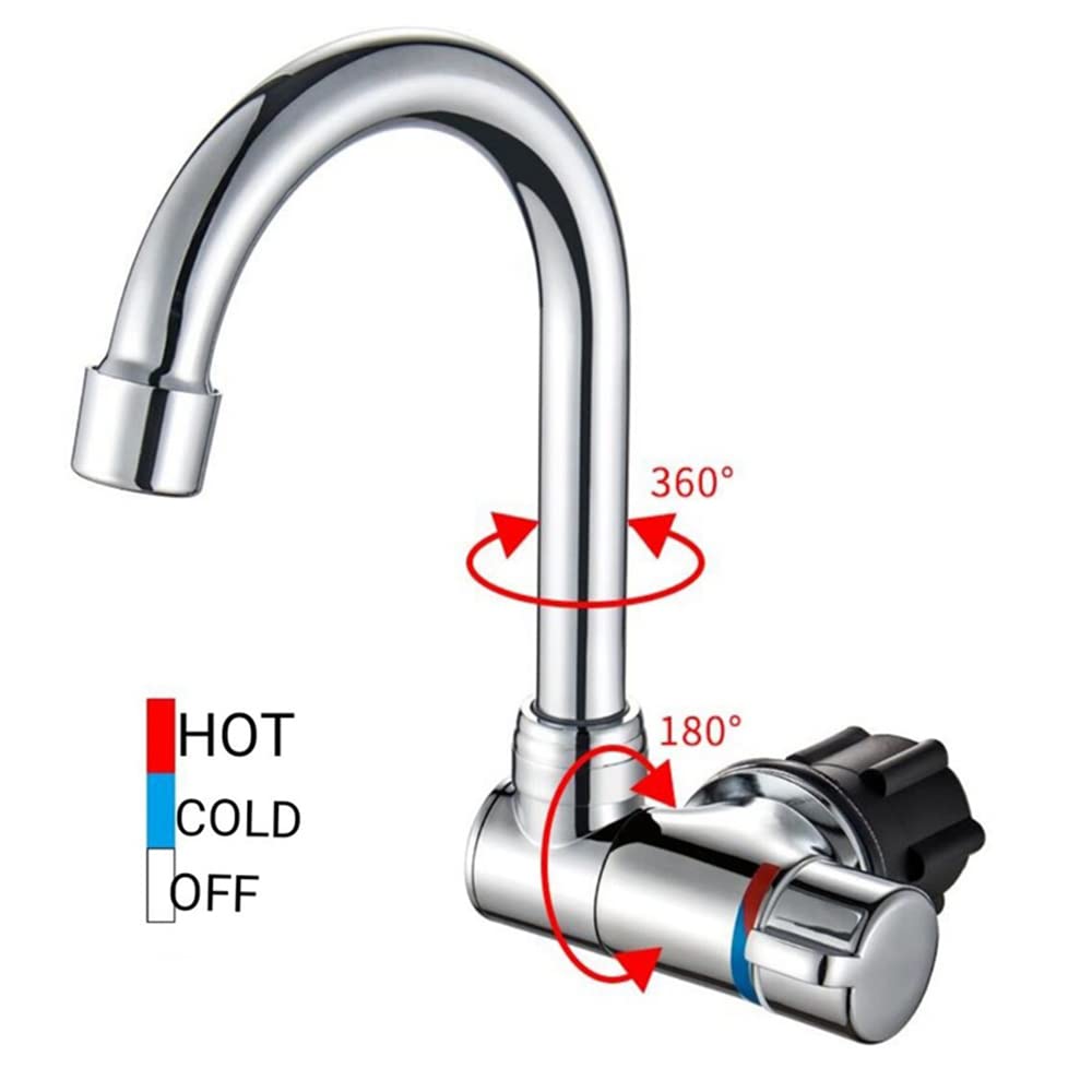 360° Rotating Foldable Kitchen Faucet - Single Handle Hot & Cold Water Mixer Tap with Copper Construction for RV, Boat & Tiny Homes | Perfect for Small Spaces & Mobile Living