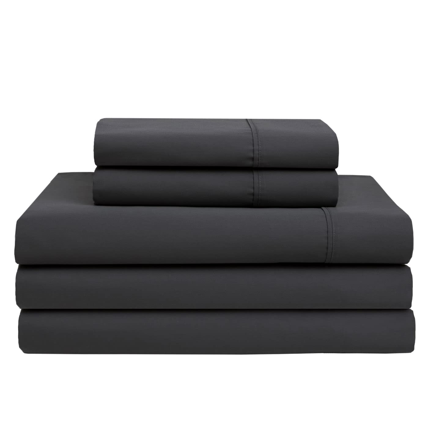 Premium Split King Sheets for Adjustable Beds - 100% Giza Cotton 5-Piece Bedding Set (2 Fitted Sheets, 1 Flat Sheet, 2 Pillowcases) - Deep Pocket Luxury Sheets in Dark Grey - Perfect for Adjustable Beds, Sleep Number Beds & Split King Mattresses
