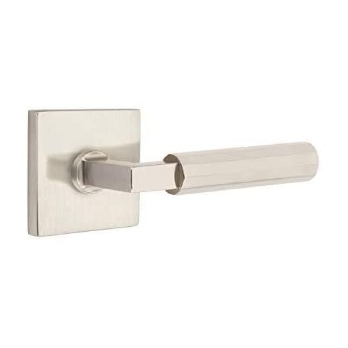 Emtek Select Passage Door Hardware - Square Rosette, L-Square Stem, Faceted Lever (Left Hand, Oil Rubbed Bronze) for Interior Doors & Home Renovation Projects