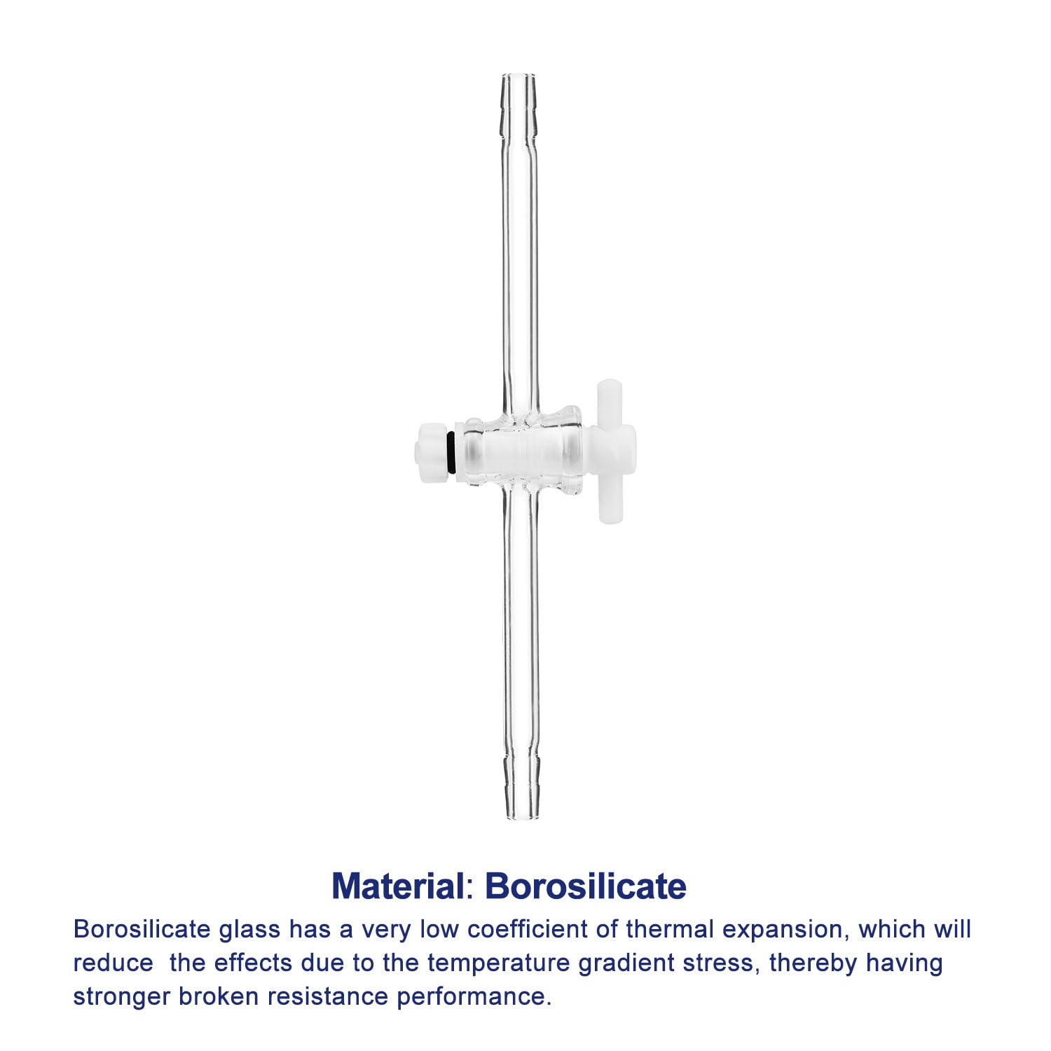 Labasics 8mm PTFE Stopcock Glass Vacuum Flow Control Adapter - Borosilicate Glass Distillation Take Off Adapter for Chemistry Labs | Essential for Vacuum Distillation, Fractional Distillation & Laboratory Experiments