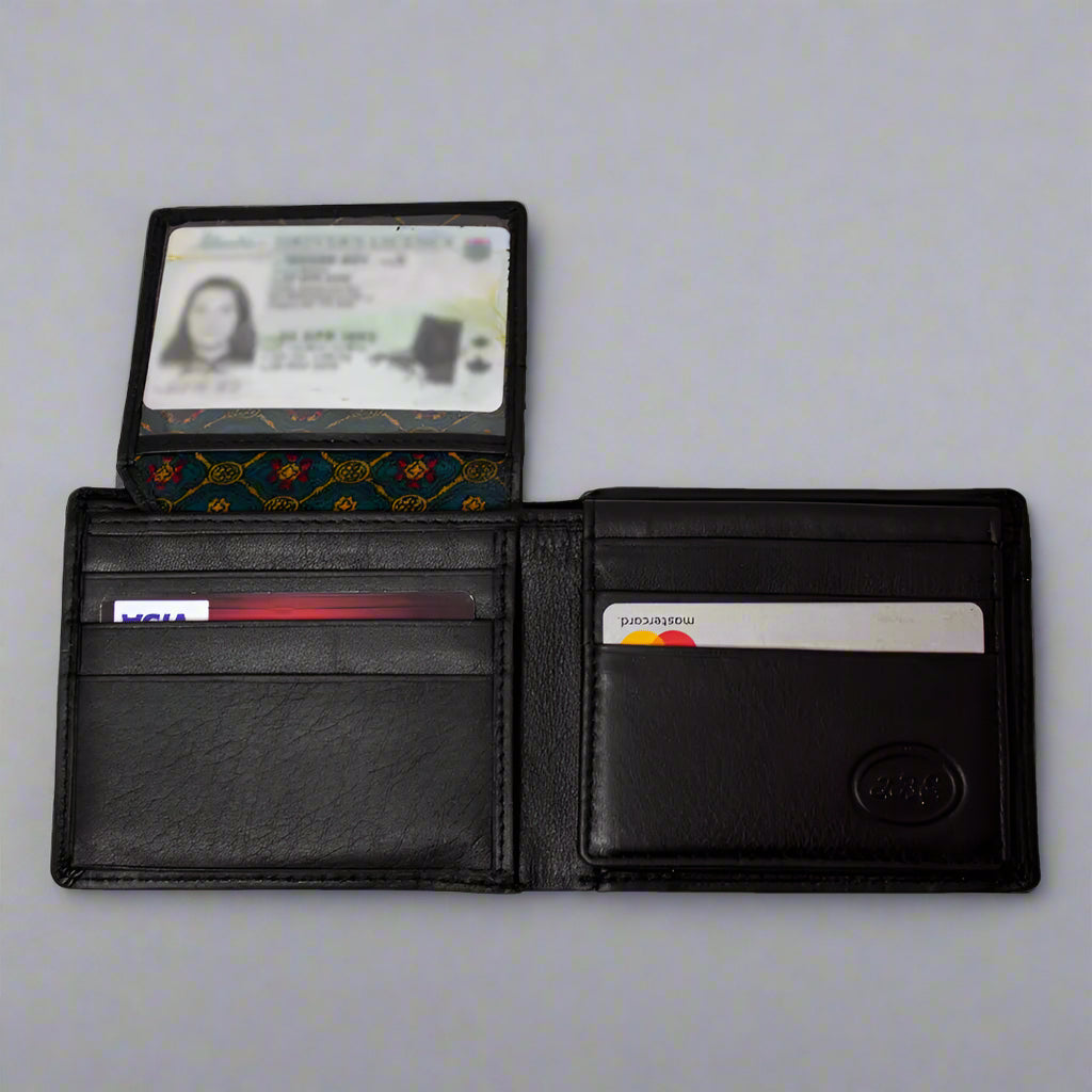 JBG International Men's RFID Blocking Leather Wallet - Slim Bifold Card Holder with Flip ID Window - Perfect for Business, Travel & Everyday Use
