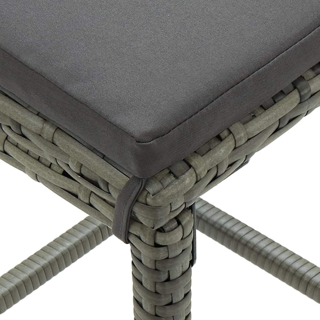SKM 2-Piece Gray Poly Rattan Bar Stools with Cushions - Counter Height Swivel Stools for Kitchen Island, Breakfast Nook & Outdoor Patio
