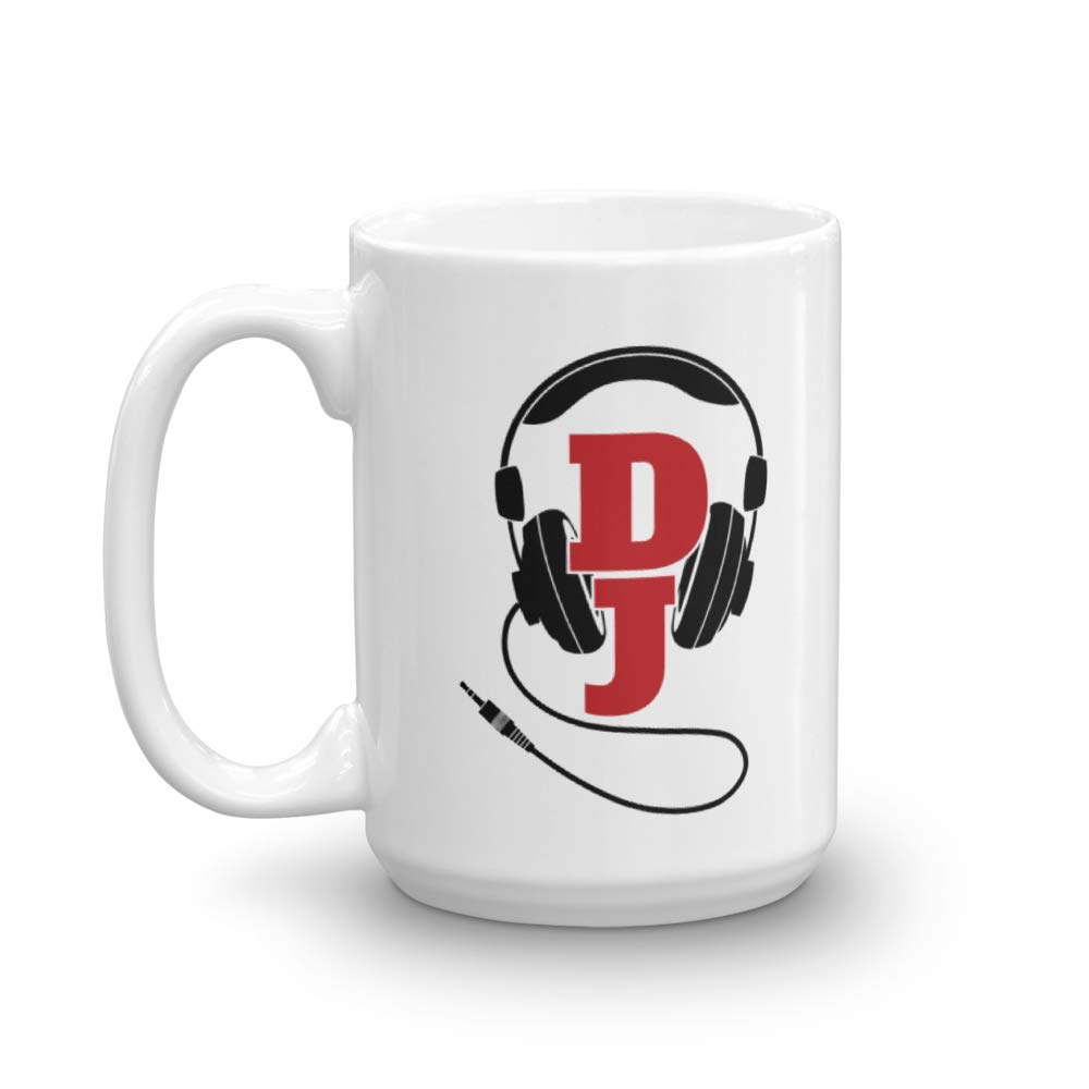 Black DJ Style Wired Headphones Coffee Mug - 15oz Music-Themed Ceramic Cup for DJs, Turntablists & Music Lovers - Perfect for Studios, Radio Stations & Gift Giving